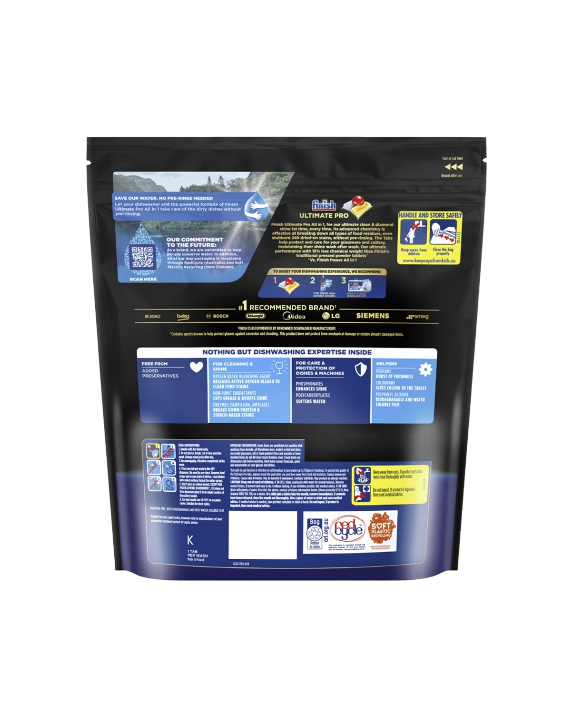 2 Finish Powerball Ultimate Pro All In 1 Dishwasher Tablets 4 x 46pc Pack, 2 of 3