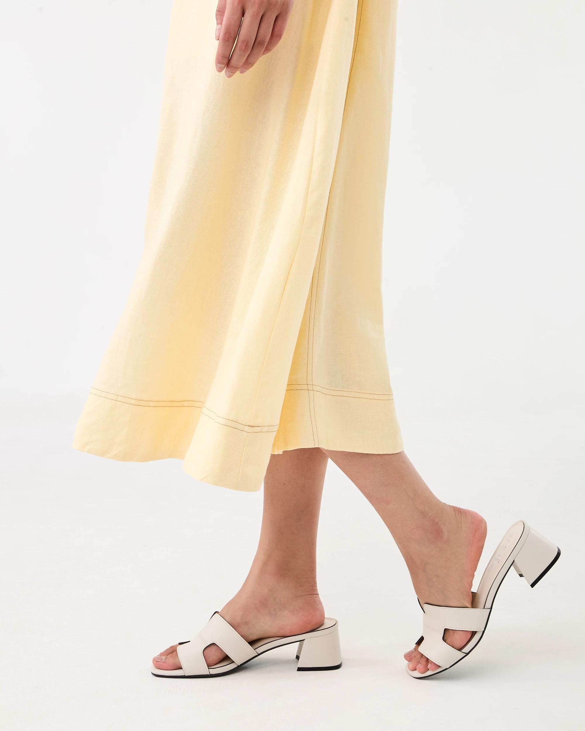 7 Sleeveless Contrast Linen Blend Maxi Dress Fln Yellow, 7 of 8
