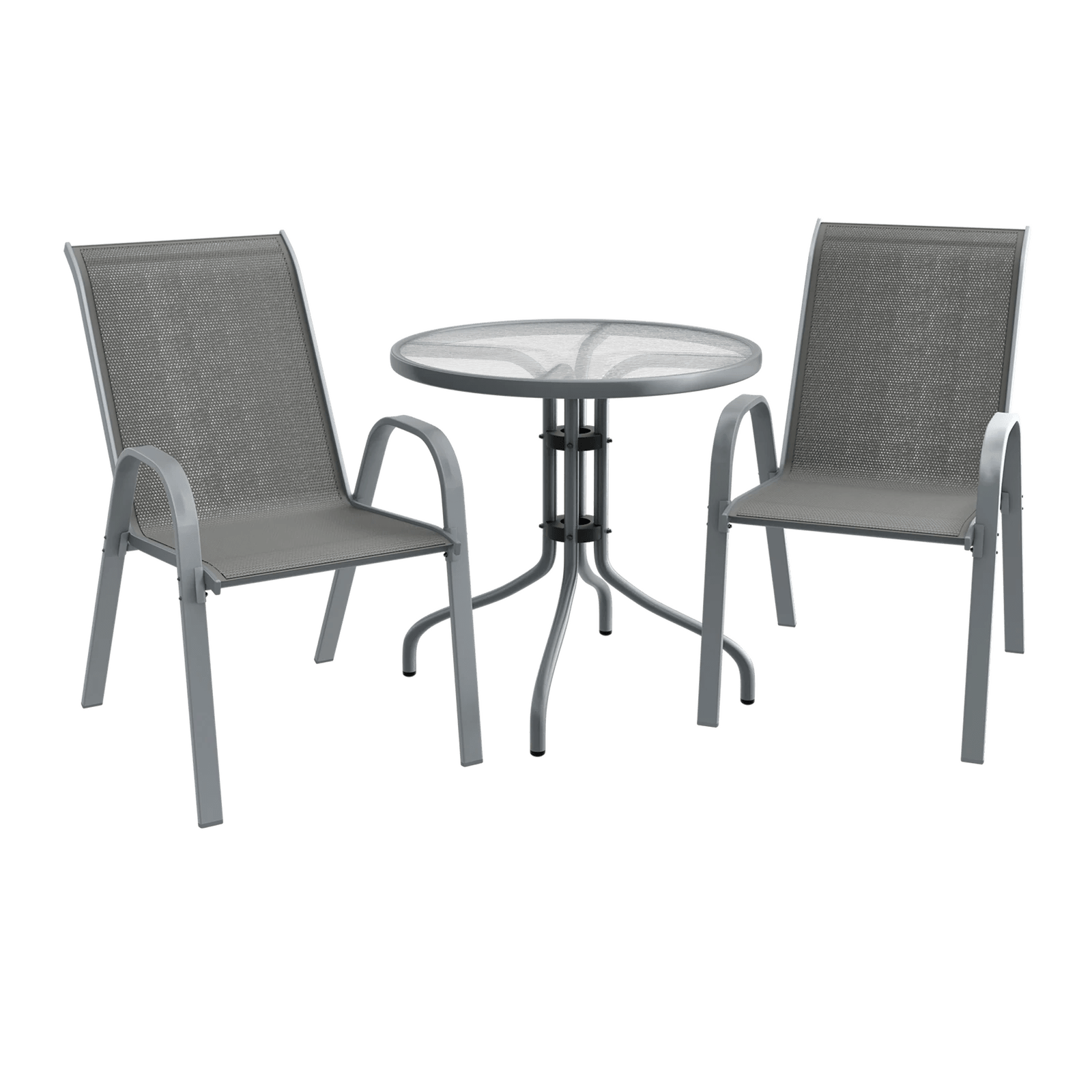 10 Alfordson 3PCS Outdoor Furniture Patio Table and Chairs Set Garden Square - Grey, 10 of 10