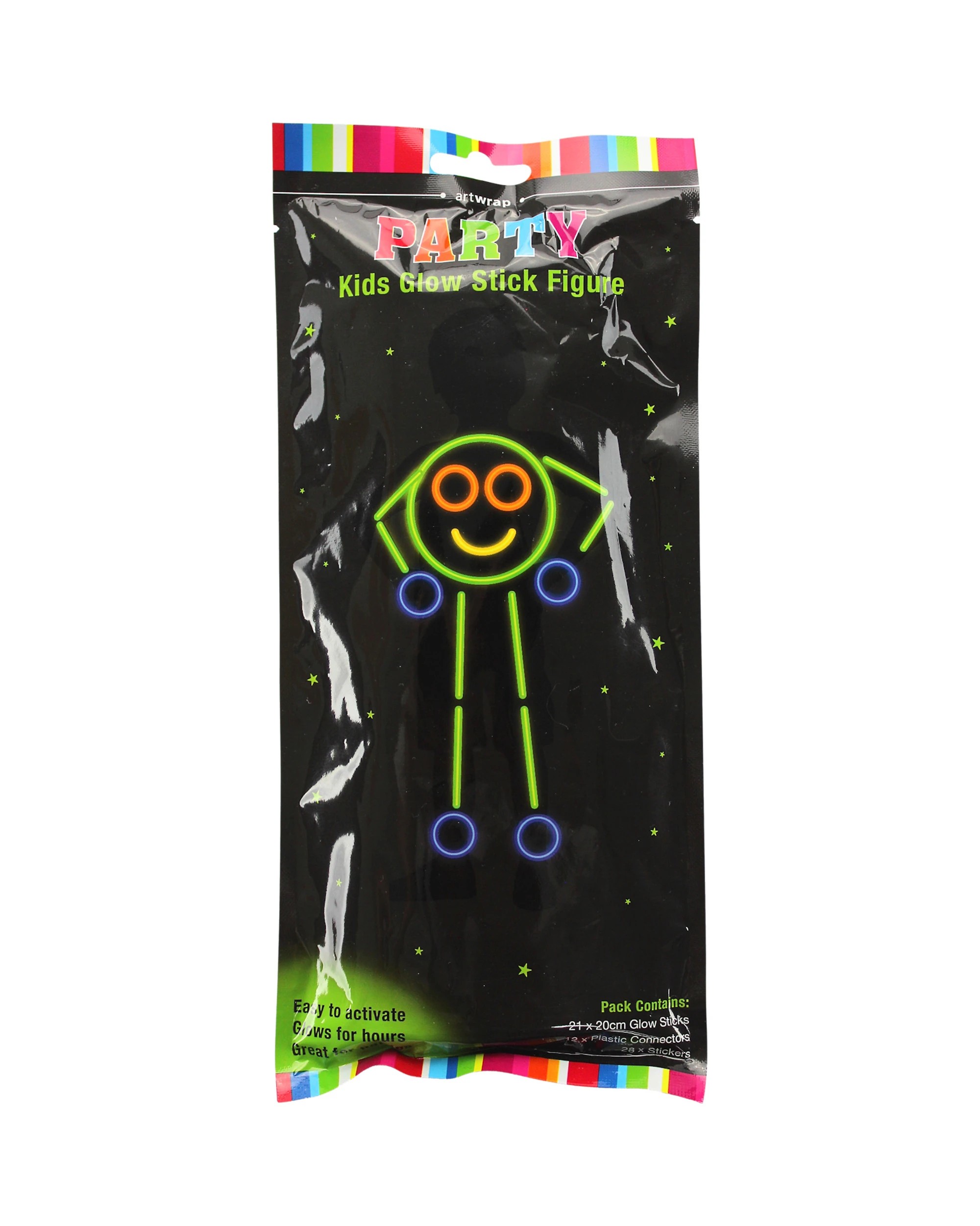 1 Artwrap Kids Smiley Face Glow Stick Figure Costume Kit - Multi, 1 of 2