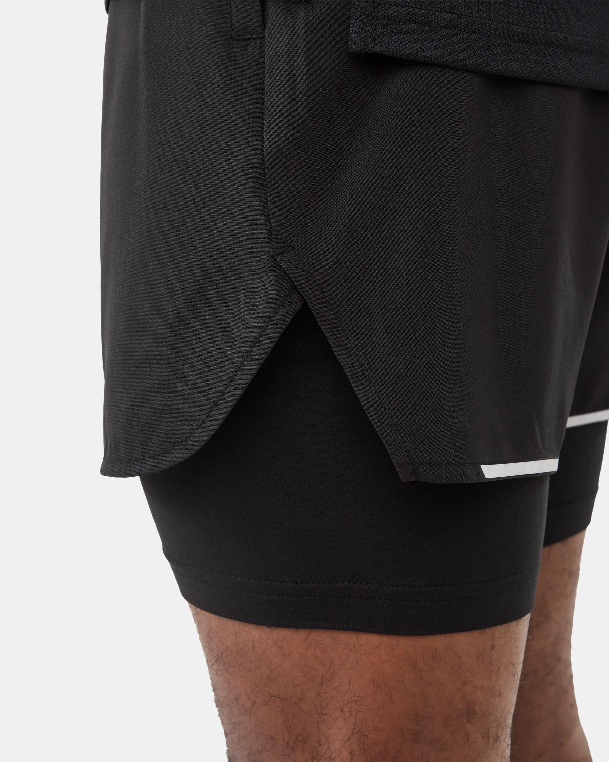 7 Active Mens Dual Layer Shorts Black, 7 of 8