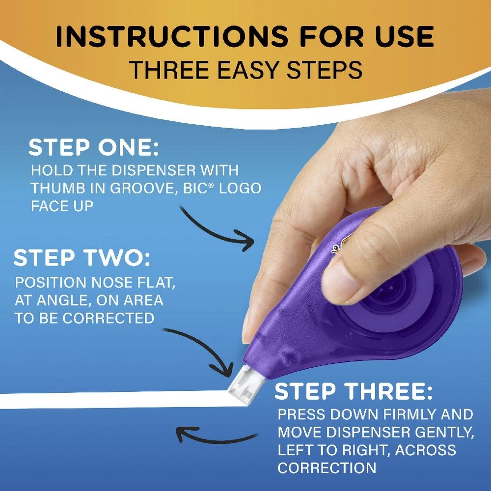 7 BIC EZ Wite-Out Correction Tape 4.2mmx12m 10 Pack, 7 of 9