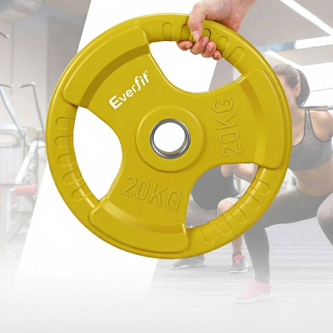 4 Everfit Weight Plates Olympic 20kgx2 Dumbbell Barbell Plate Weight Lifting Home Gym - Yellow, 4 of 6