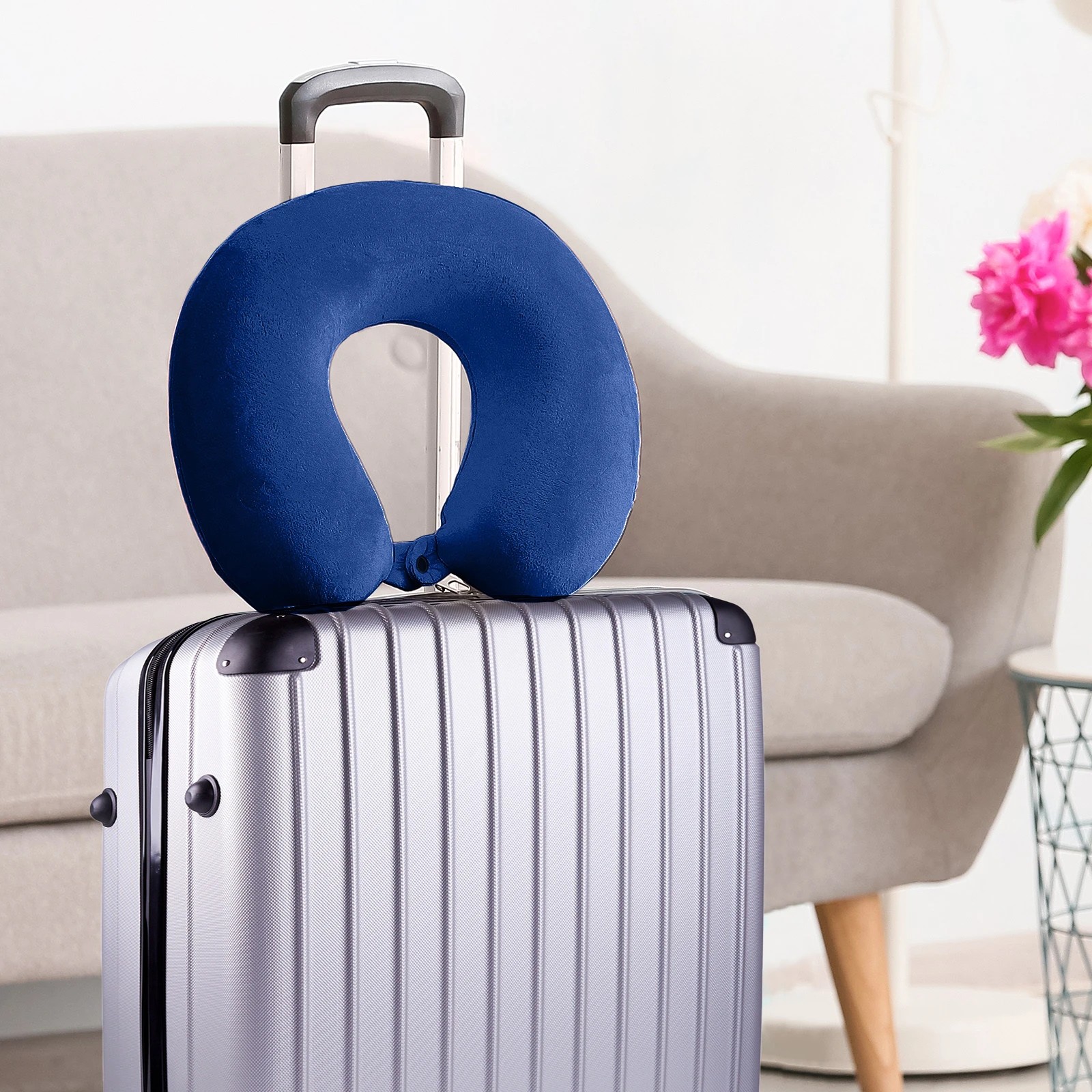 3 Milano Décor Memory Foam Travel Neck Pillow With Clip Cushion Support Soft - Blue, 3 of 7