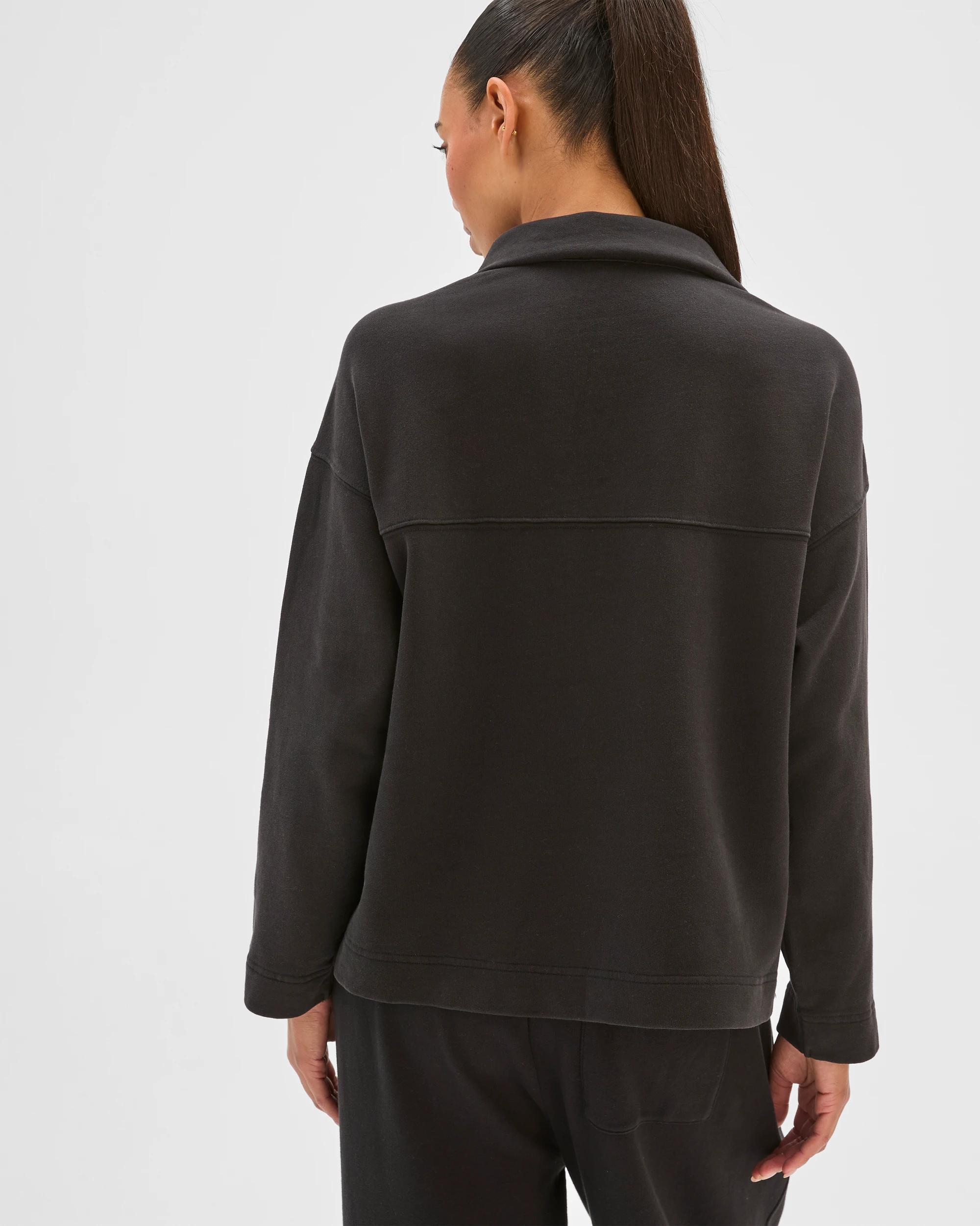 7 Target Woman Australian Cotton Funnel Neck Button Front Jumper WASHED BLACK, 7 of 7