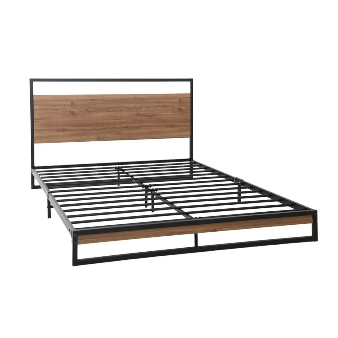 1 Artiss Bed Frame Queen Size Metal Frame Dane Steel Frame Sturdy Slats Noise Free Easy Assembly Modern Design - Black, 1 of 10
