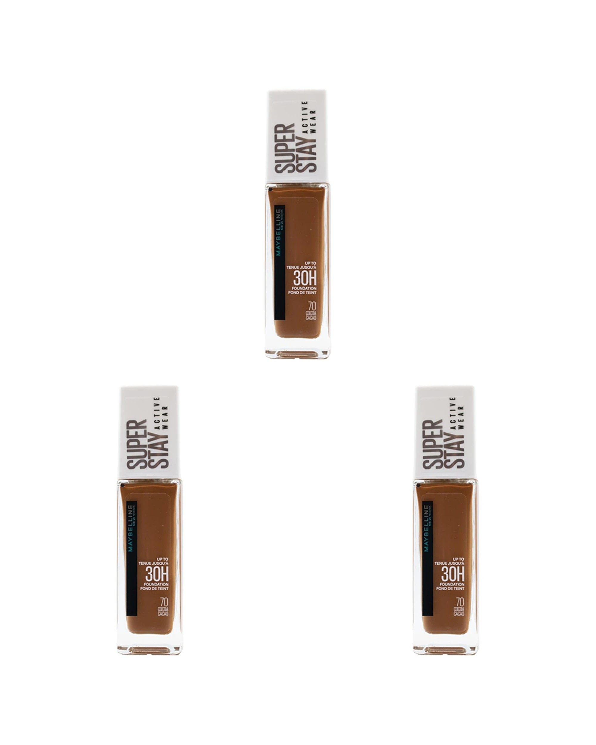 1 Maybelline 3PK 30ml Super Stay Active Wear 30H Foundation 70 - Brown, 1 of 4