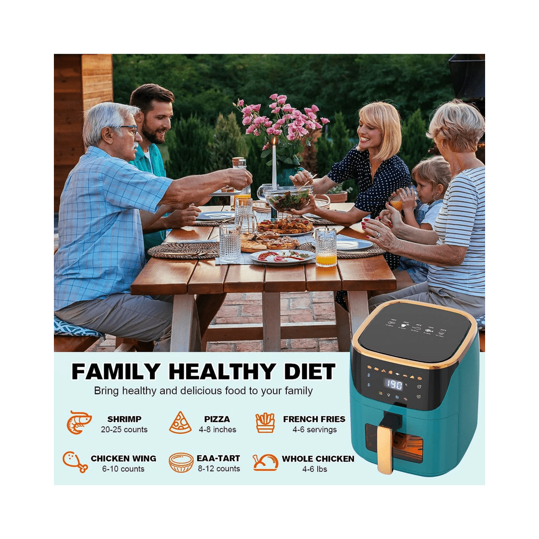 2 Advwin Air Fryer 8l Xxl Led Fryers Oven Airfryer Healthy Cooker Free Oil Kitchen, 2 of 7