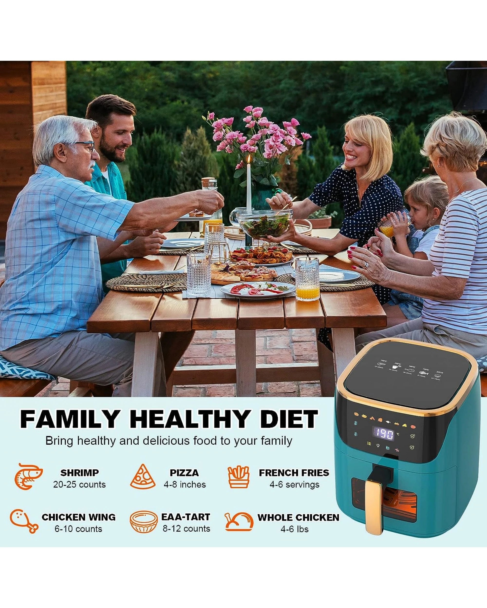 2 Advwin Air Fryer 8l Xxl Led Fryers Oven Airfryer Healthy Cooker Free Oil Kitchen, 2 of 7