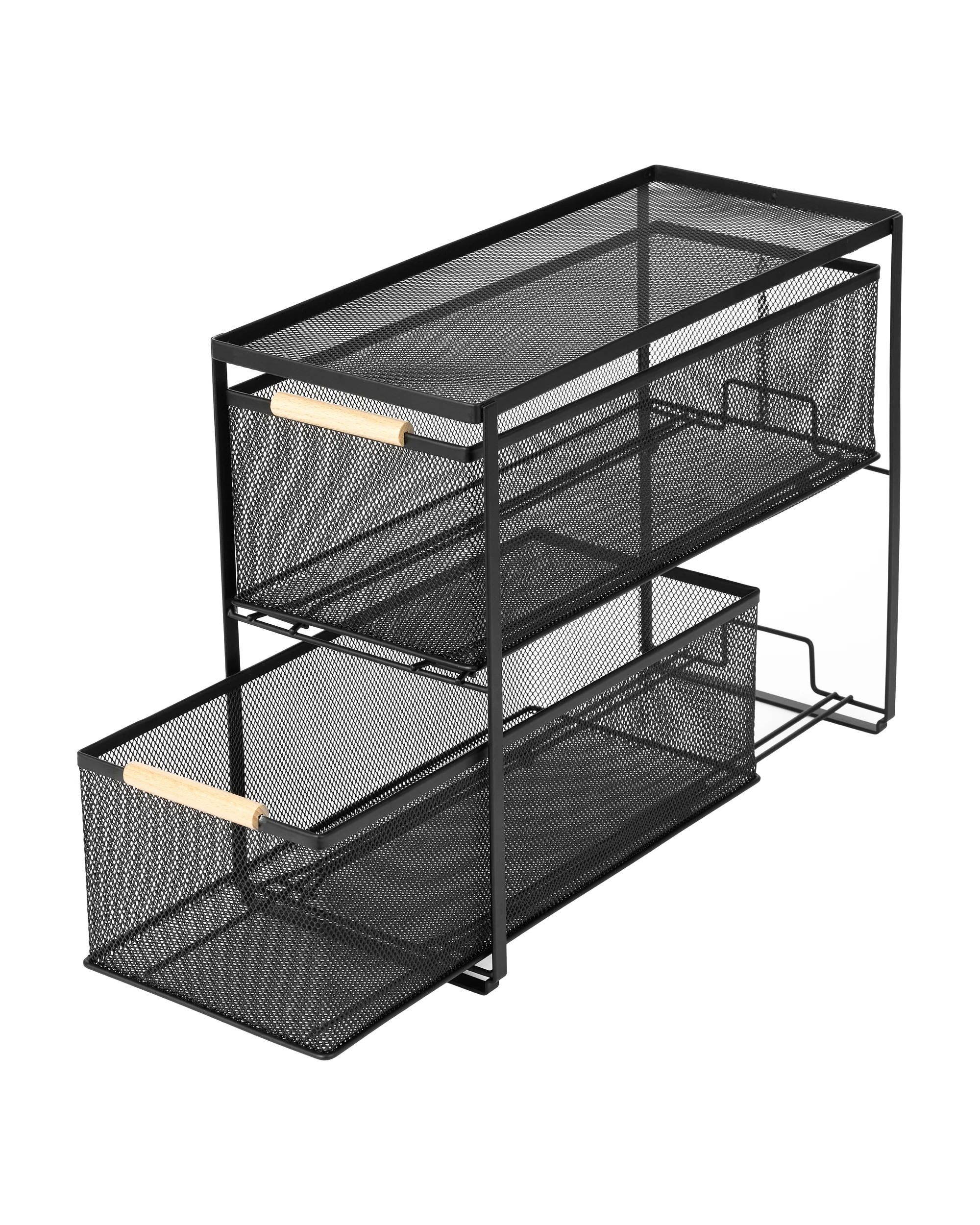 1 2 Drawer Mesh Organiser - Black, 1 of 5