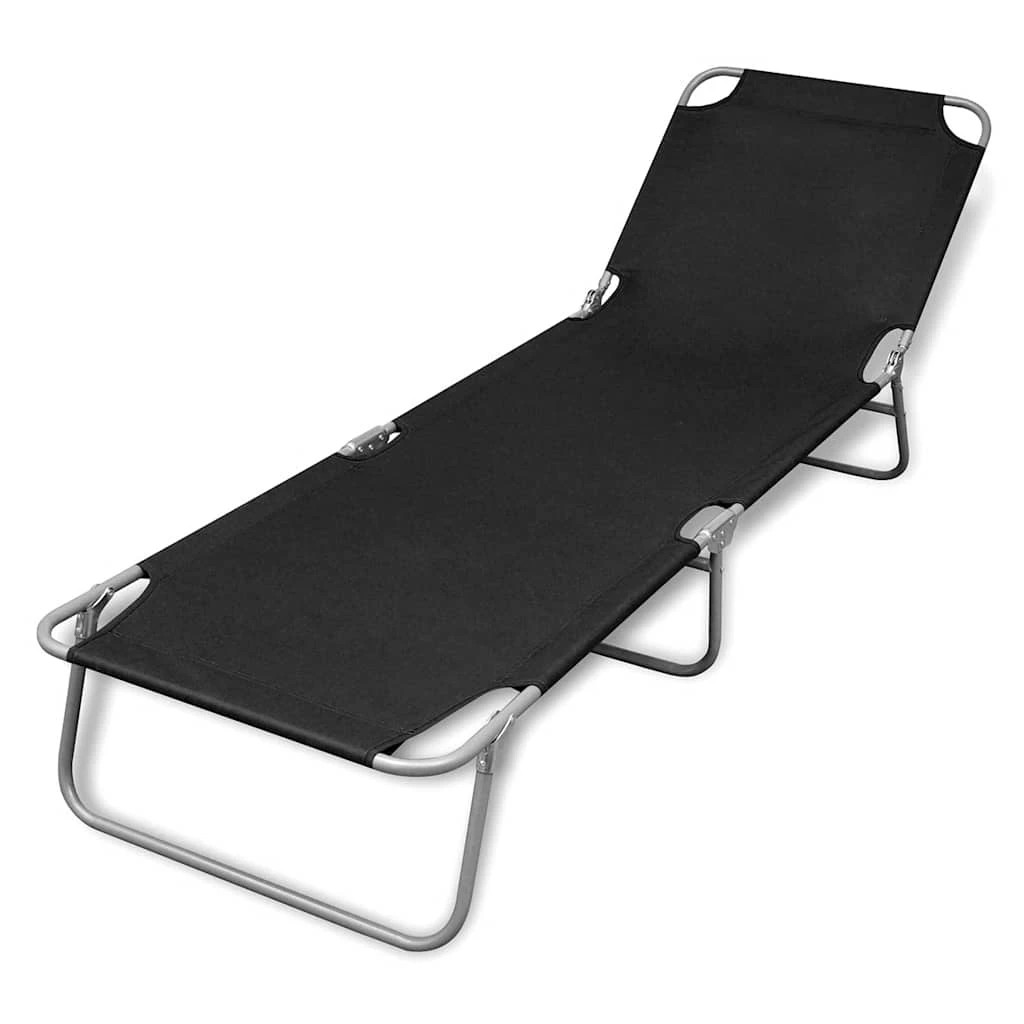1 vidaXL Sun Lounger Foldable - Black, 1 of 6