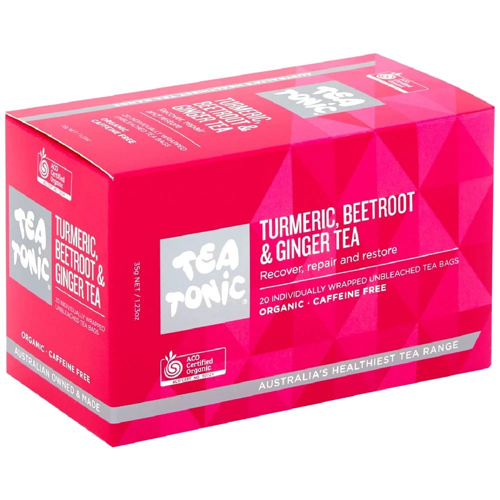1 Tea Tonic Tea Bags Turmeric, Beetroot and Ginger 20 Pack, 1 of 2