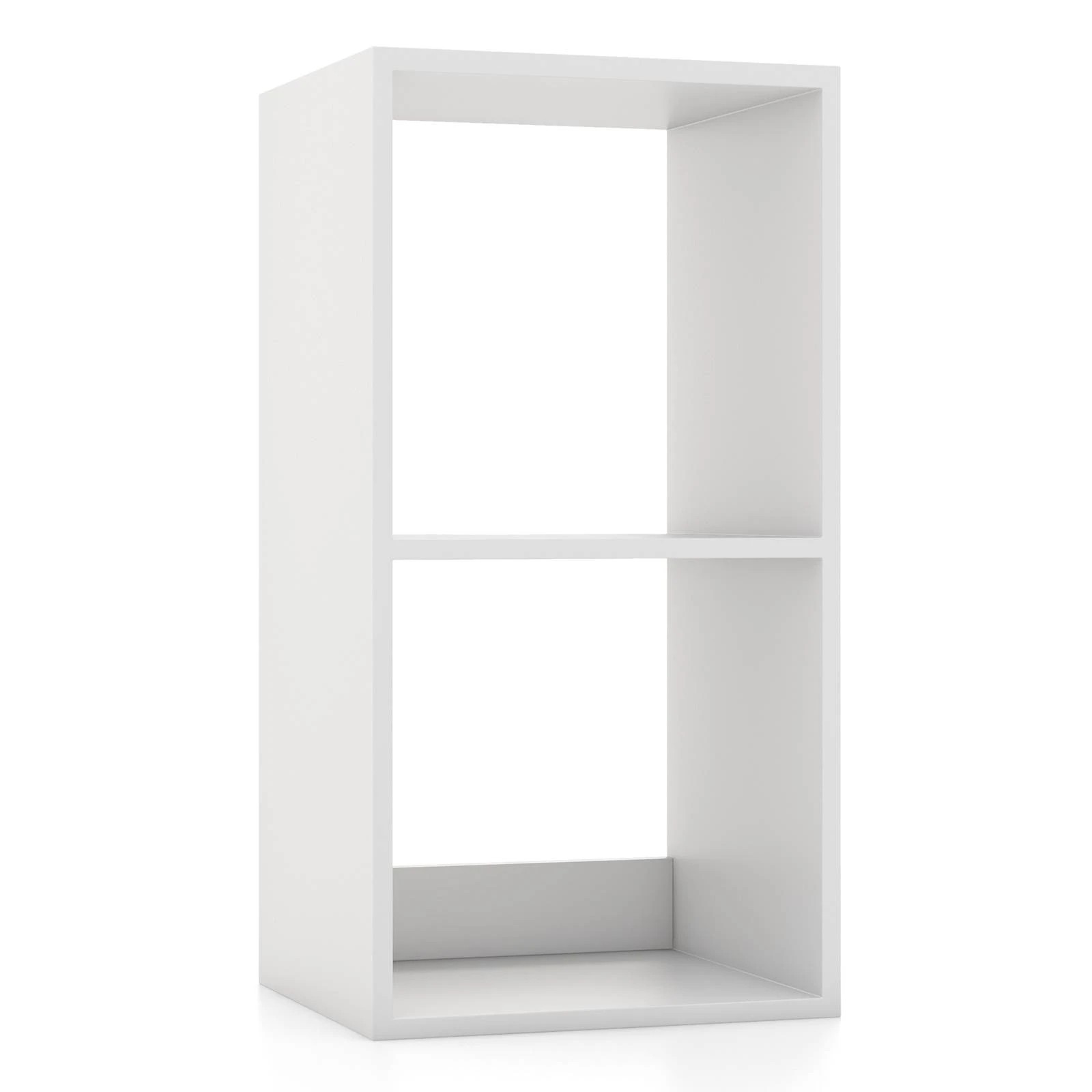 1 Costway 2-Tier Storage Bookshelf Open Display Shelf Book Cabinet Cubes Organizer Home Office - White, 1 of 4