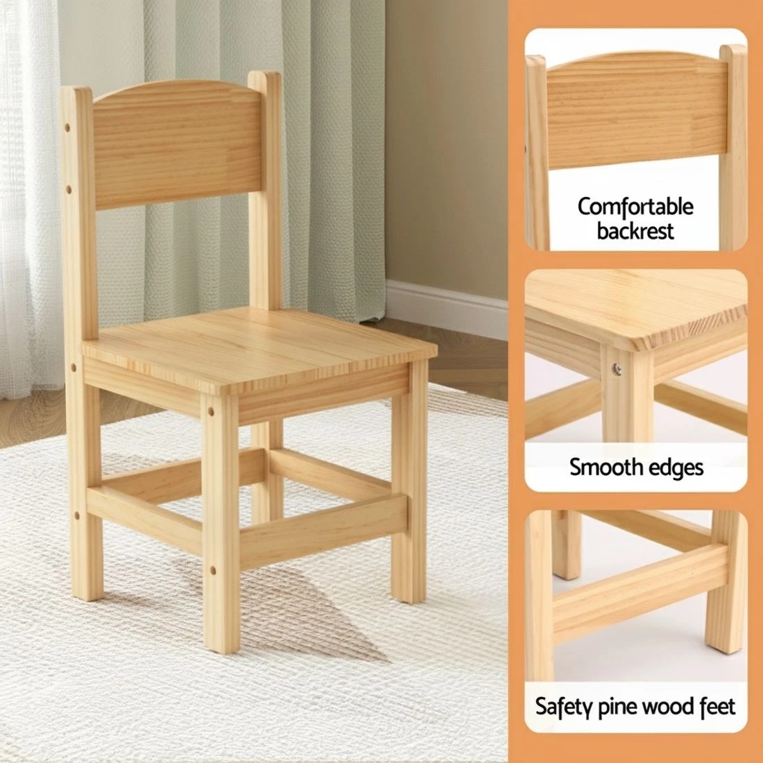 6 1 Keezi Kids Table and 2 Chairs Set wood - Natural, 6 of 6