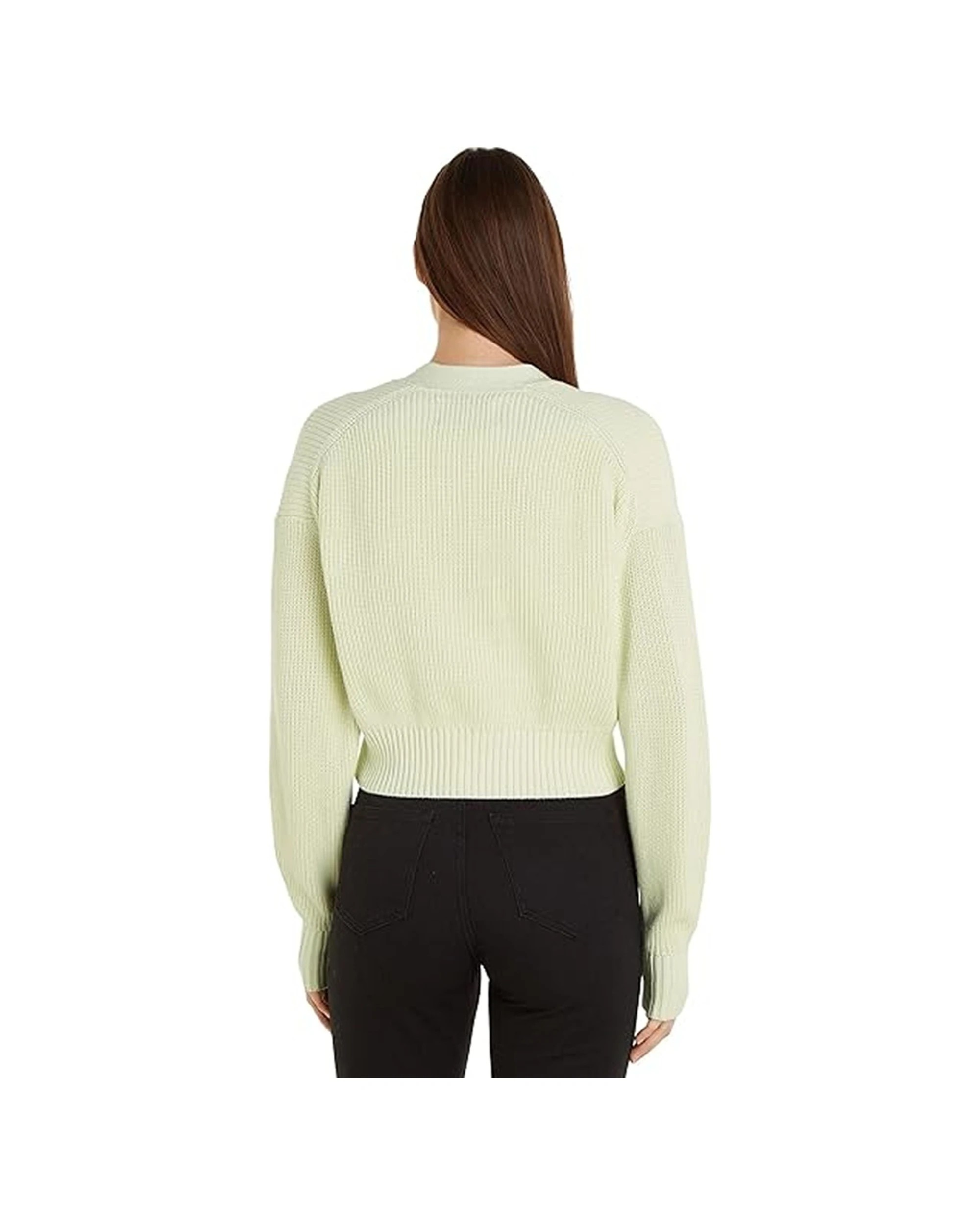 3 Calvin Klein Jeans Womens Chunky Cardigan Knitwear - One Size - Green, 3 of 6