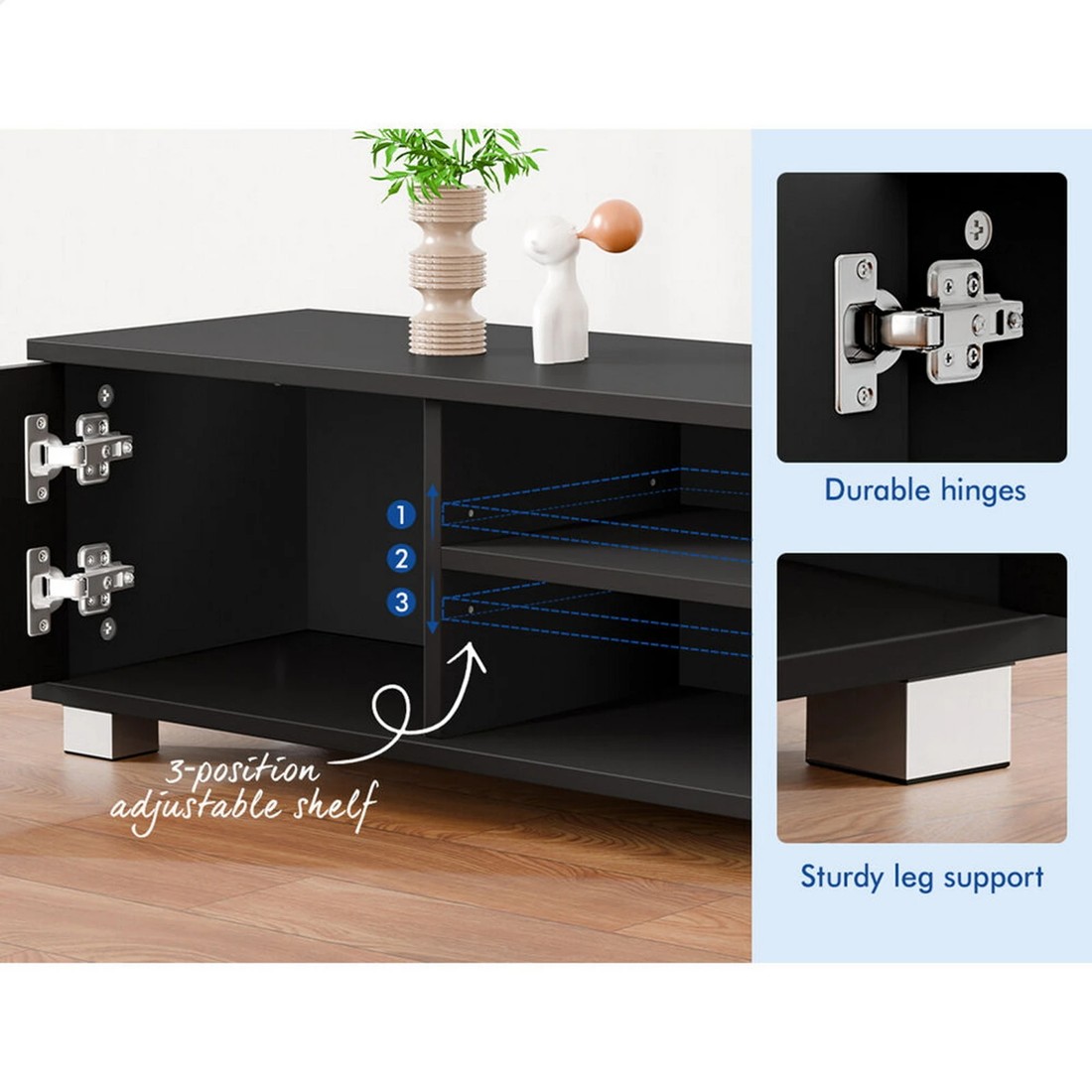 5 Alfordson Entertainment Unit TV Cabinet Stand 120cm Storage Drawer - Black, 5 of 10