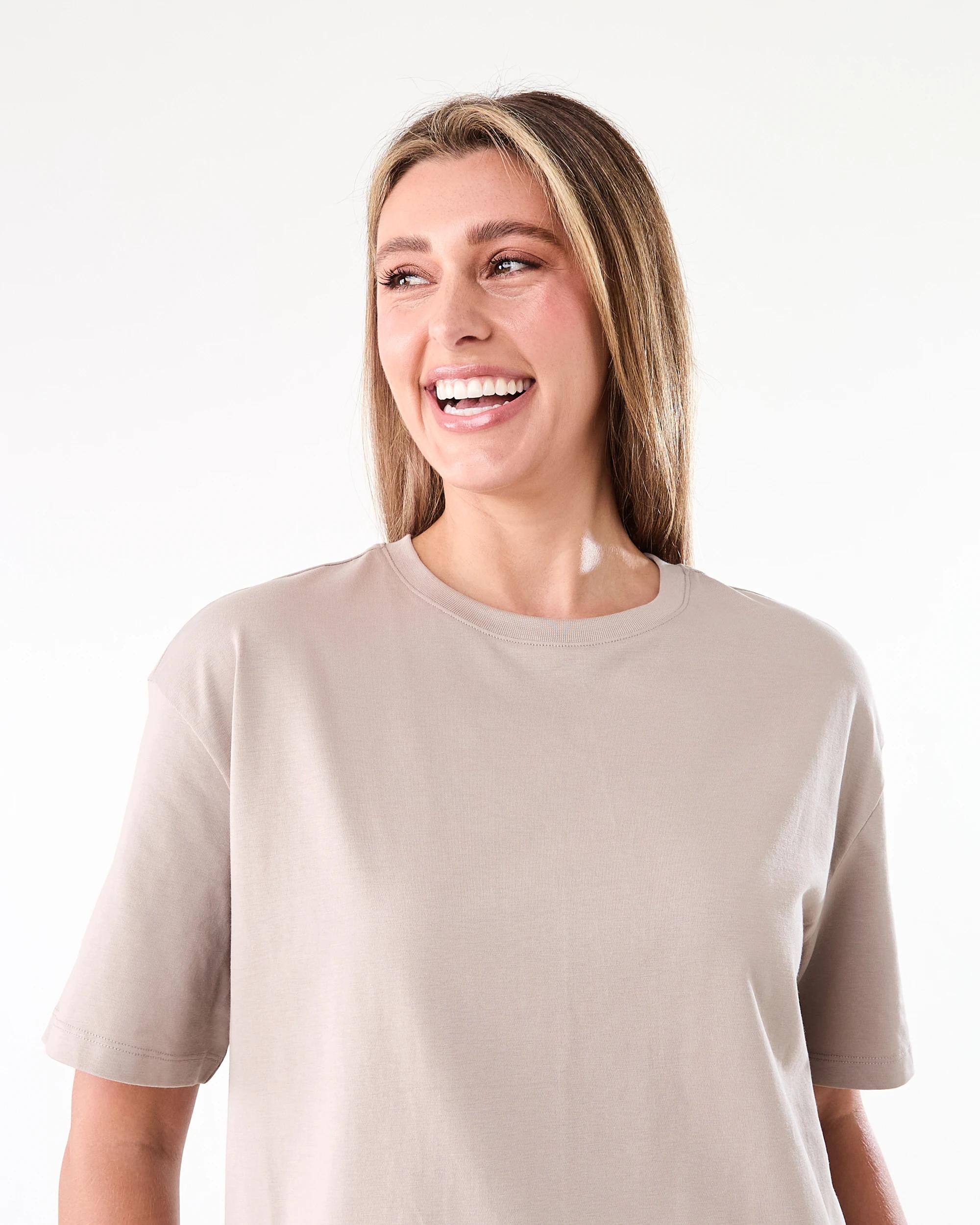 4 Short Sleeve Oversized Boyfriend T-shirt Grey Taupe, 4 of 6