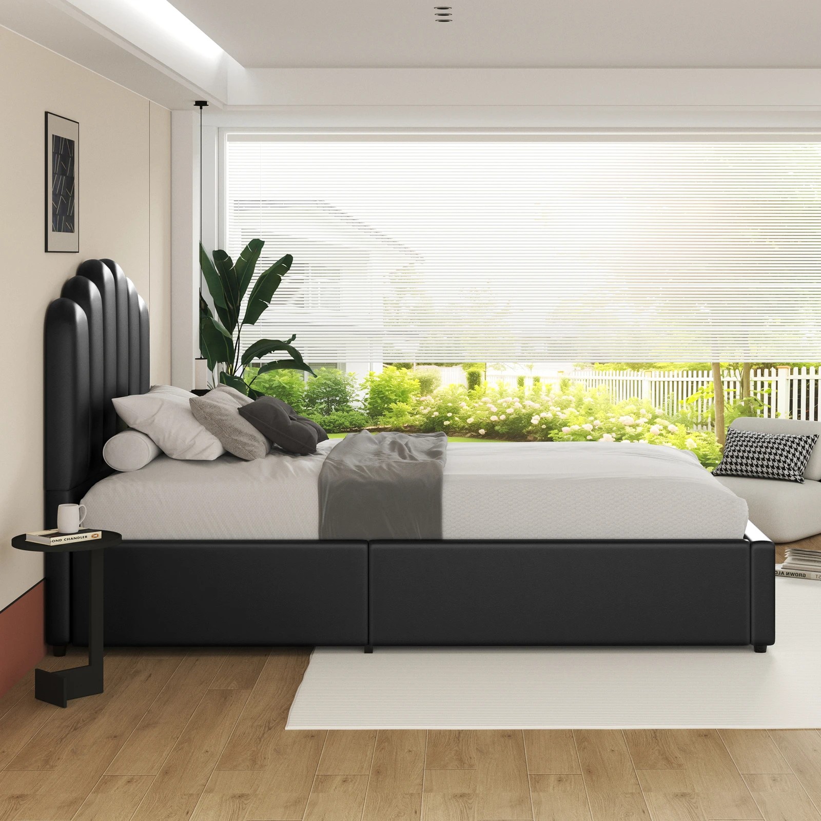 5 Alfordson Bed Frame Single Size Gas Lift Storage Base Wooden Milton - Black, 5 of 10