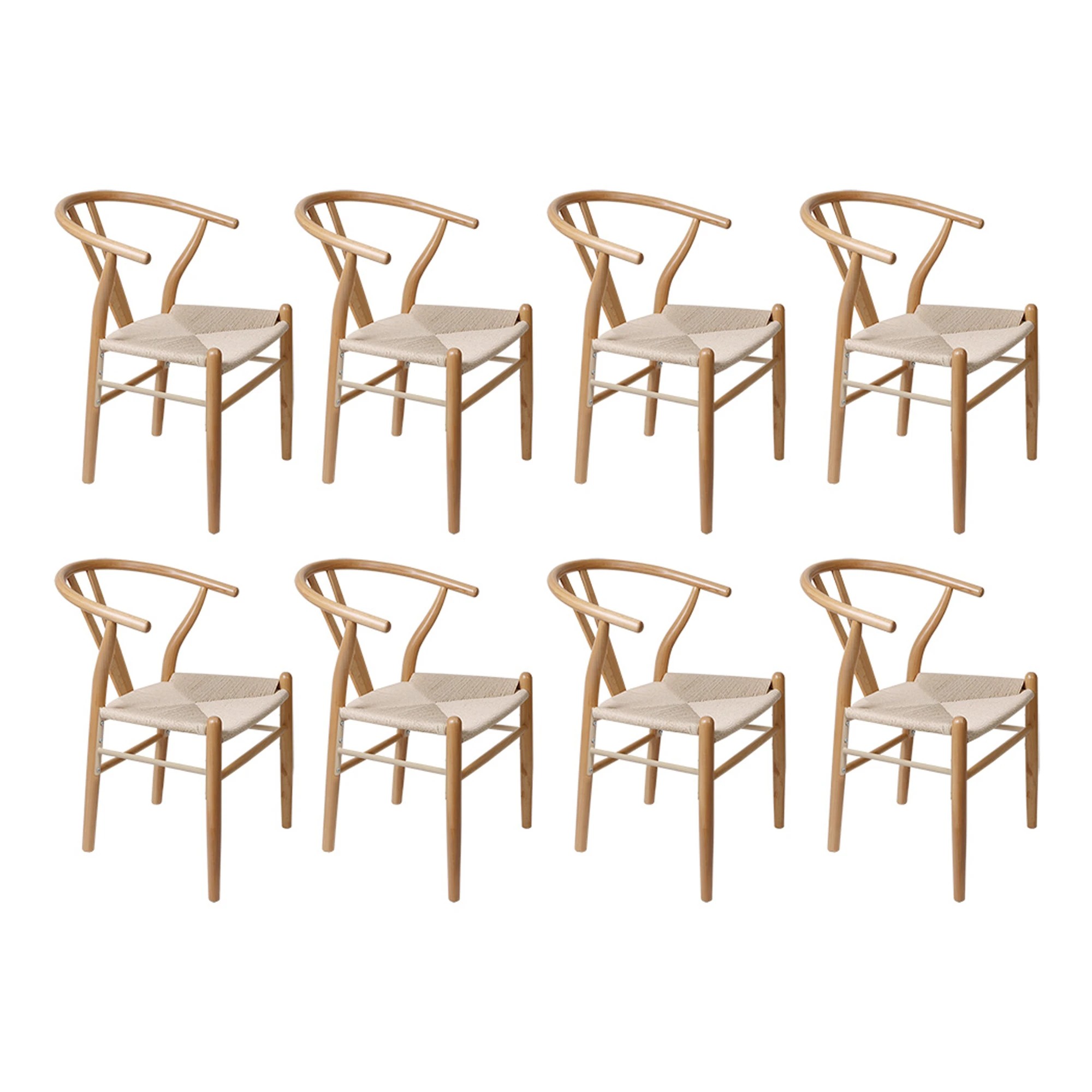 1 Levede 1 Set Of 8 Hans Wegner Wishbone Dining Chairs - Natural, 1 of 7