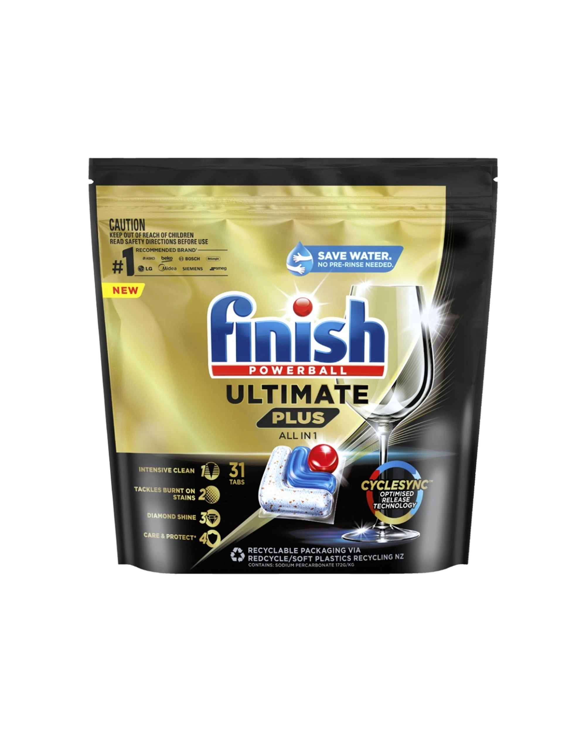 1 Finish Powerball Ultimate Plus All In 1 Dishwashing Tablets Fresh Burst, 1 of 3