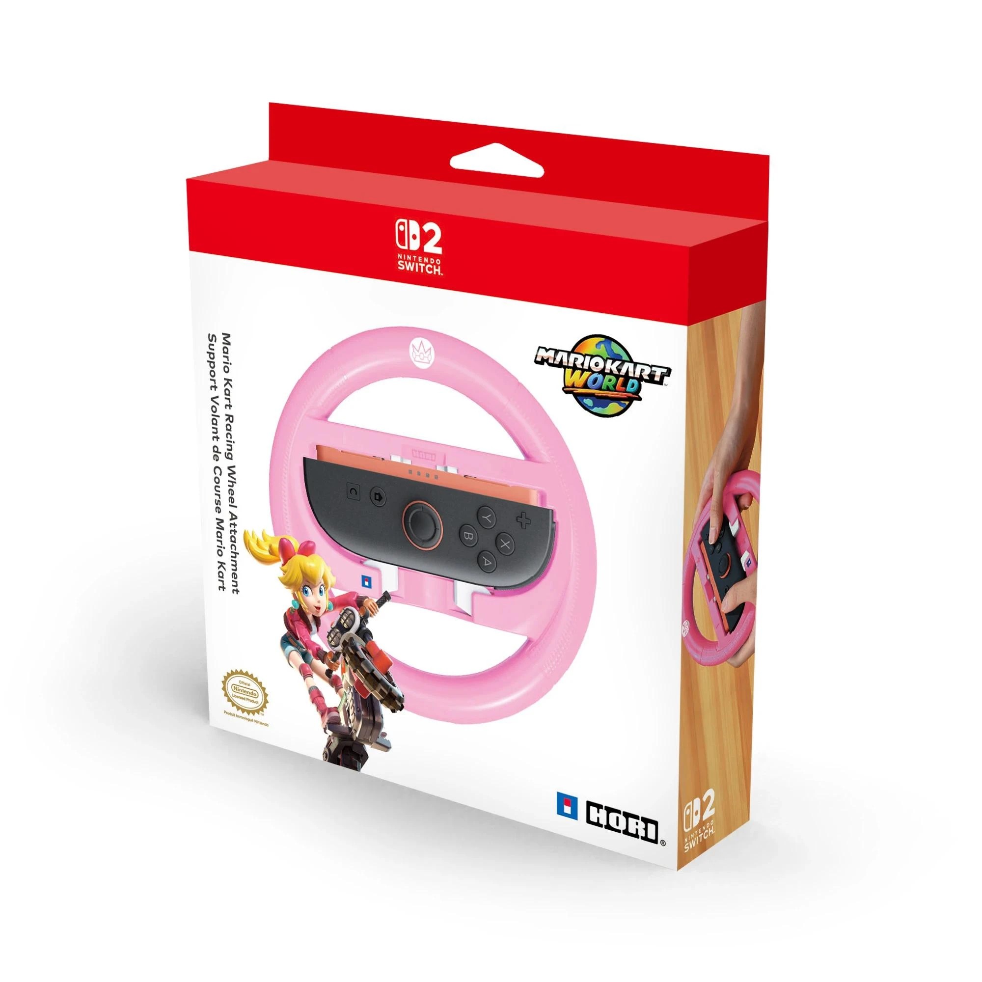1 Hori Mario Kart Racing Wheel Attachment Peach - Nintendo Switch 2 - Pink, 1 of 5