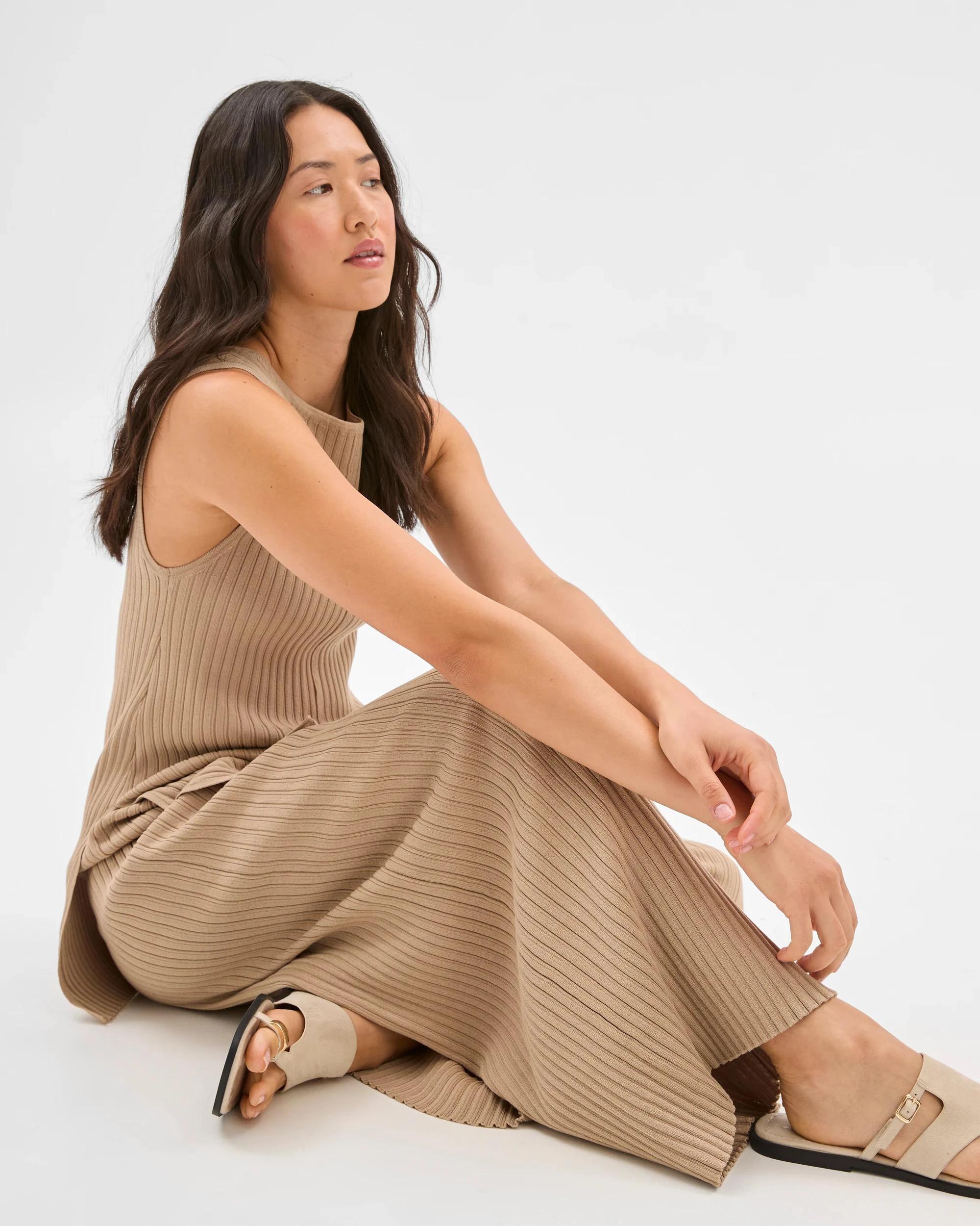 1 Target Ribbed Wide Leg Knit Pants SAND, 1 of 6