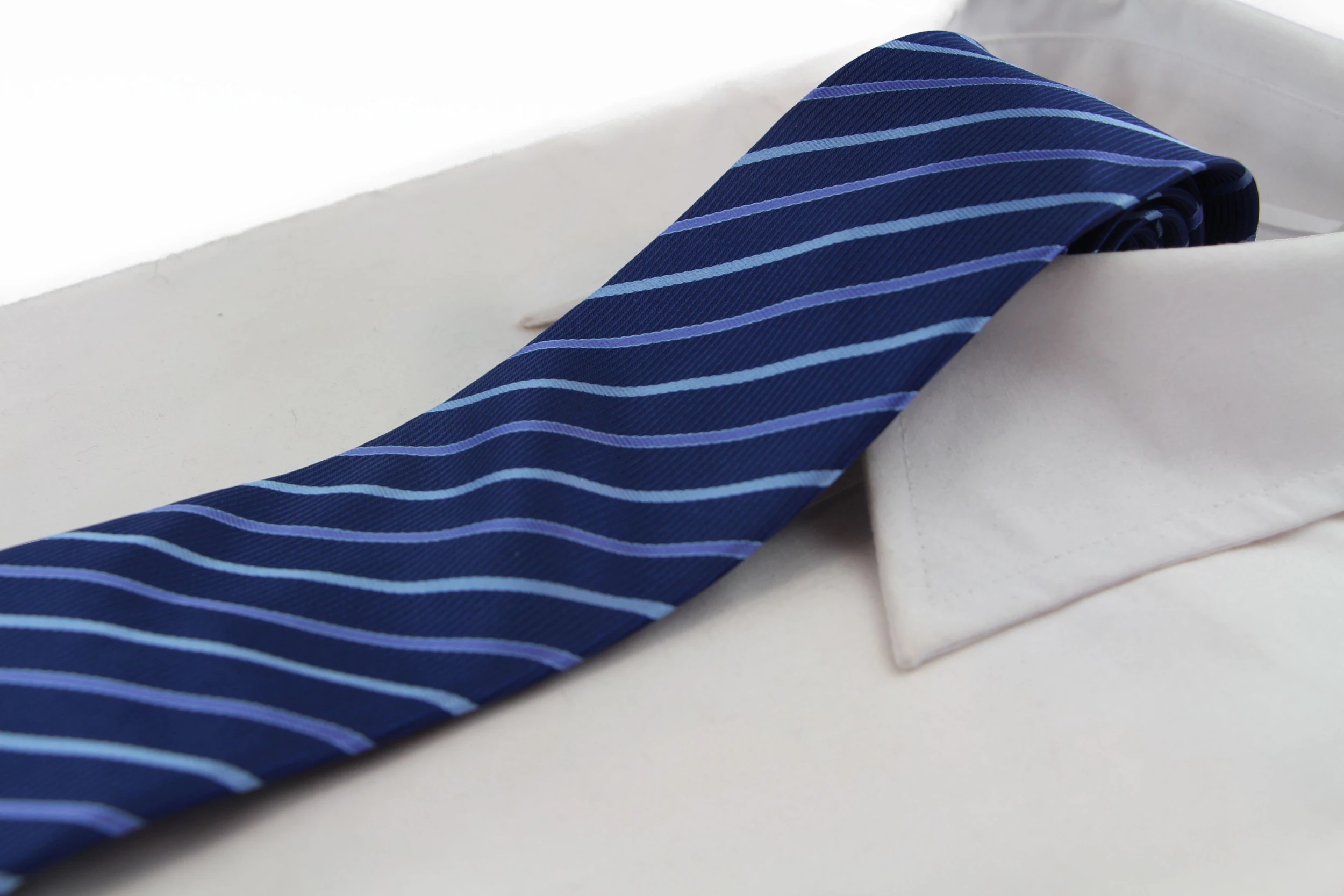3 Zasel Mens Blue & Purple Striped 8cm Patterned Neck Tie - Multi, 3 of 3