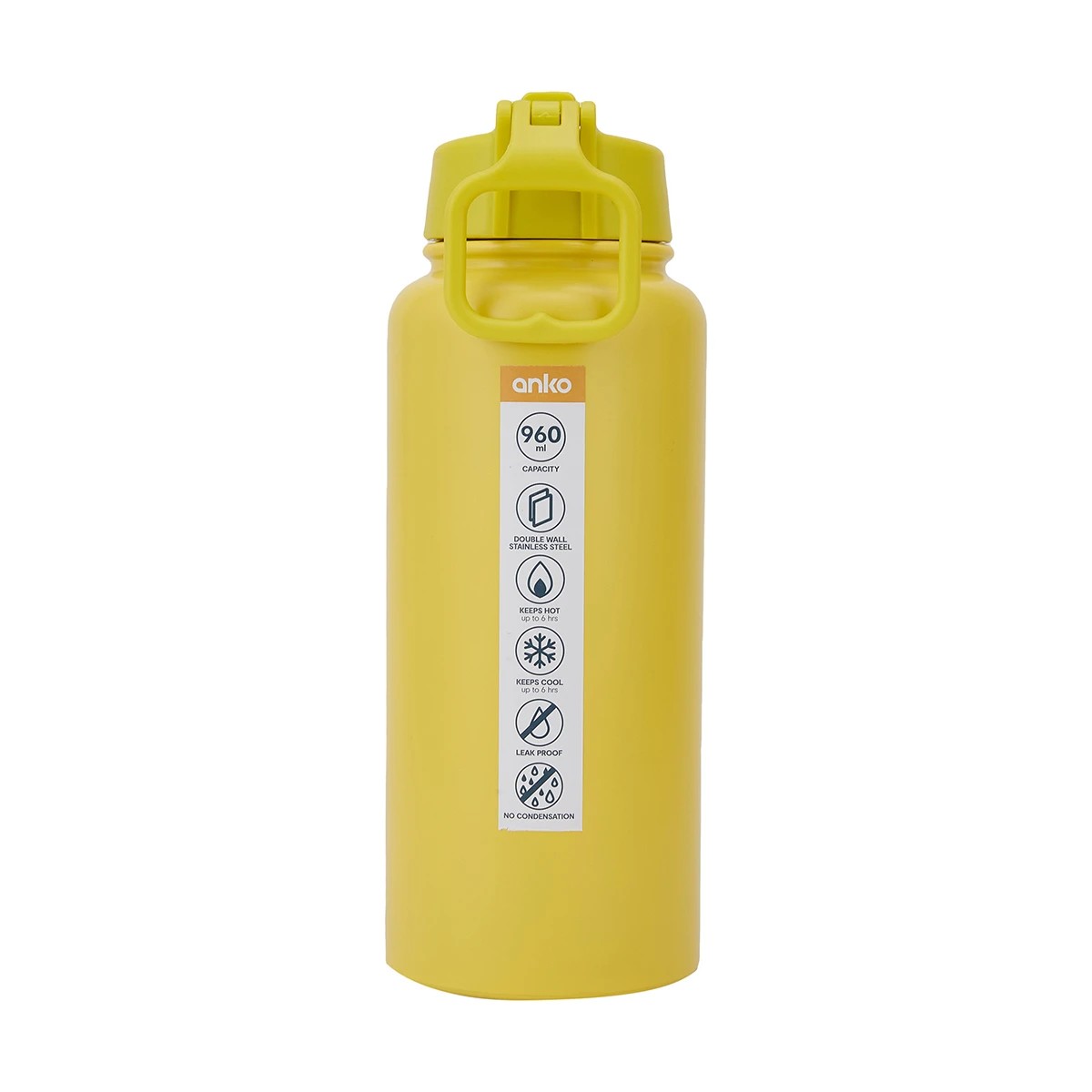 4 960ml Yellow Double Wall Insulated Drink Bottle, 4 of 4