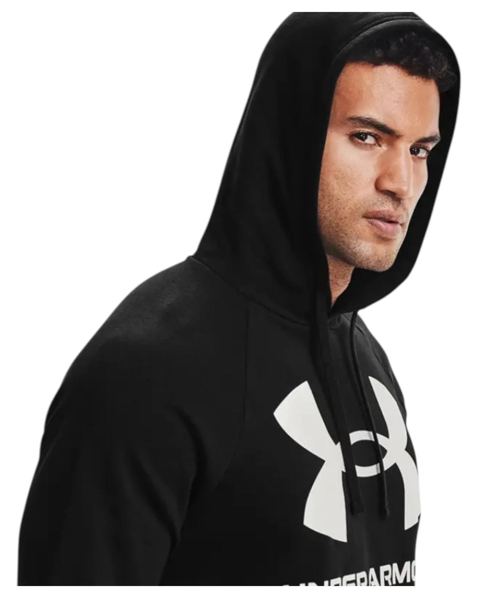6 Under Armour Mens Ua Rival Fleece Big Logo Hoodie Sweatshirt Black BLACK, 6 of 6