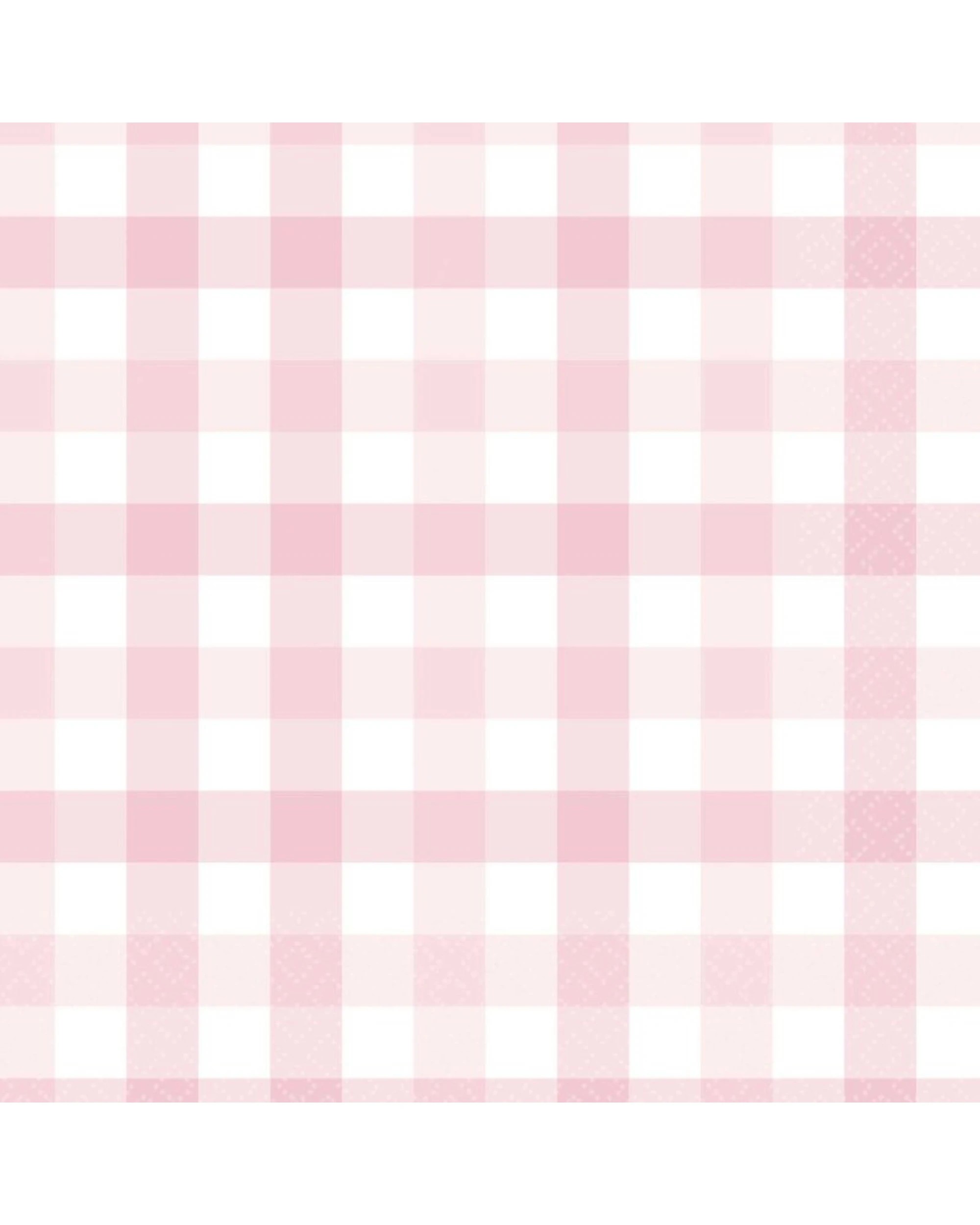 1 Amscan Gingham Large Napkins / Serviettes Pack of 16 - Pastel Pink - Pastel Pink, White, 1 of 2