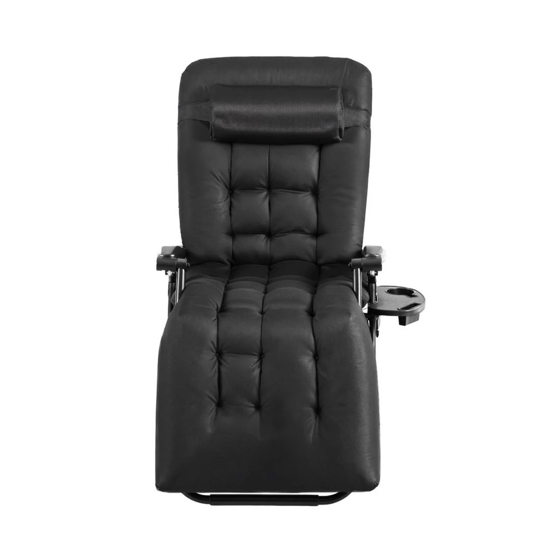 4 Gardeon Zero Gravity Sun Lounger Folding Recliner Adjustable Textilene Chair Removable Headrest Outdoor Relax - black, 4 of 7