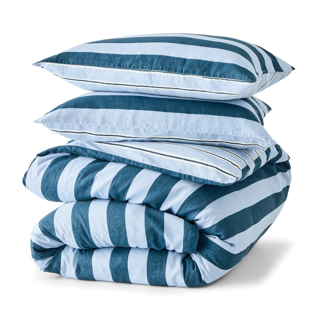 6 Stripe Linen Cotton Reversible Quilt Cover Set - Single King Bed, Blue, 6 of 8