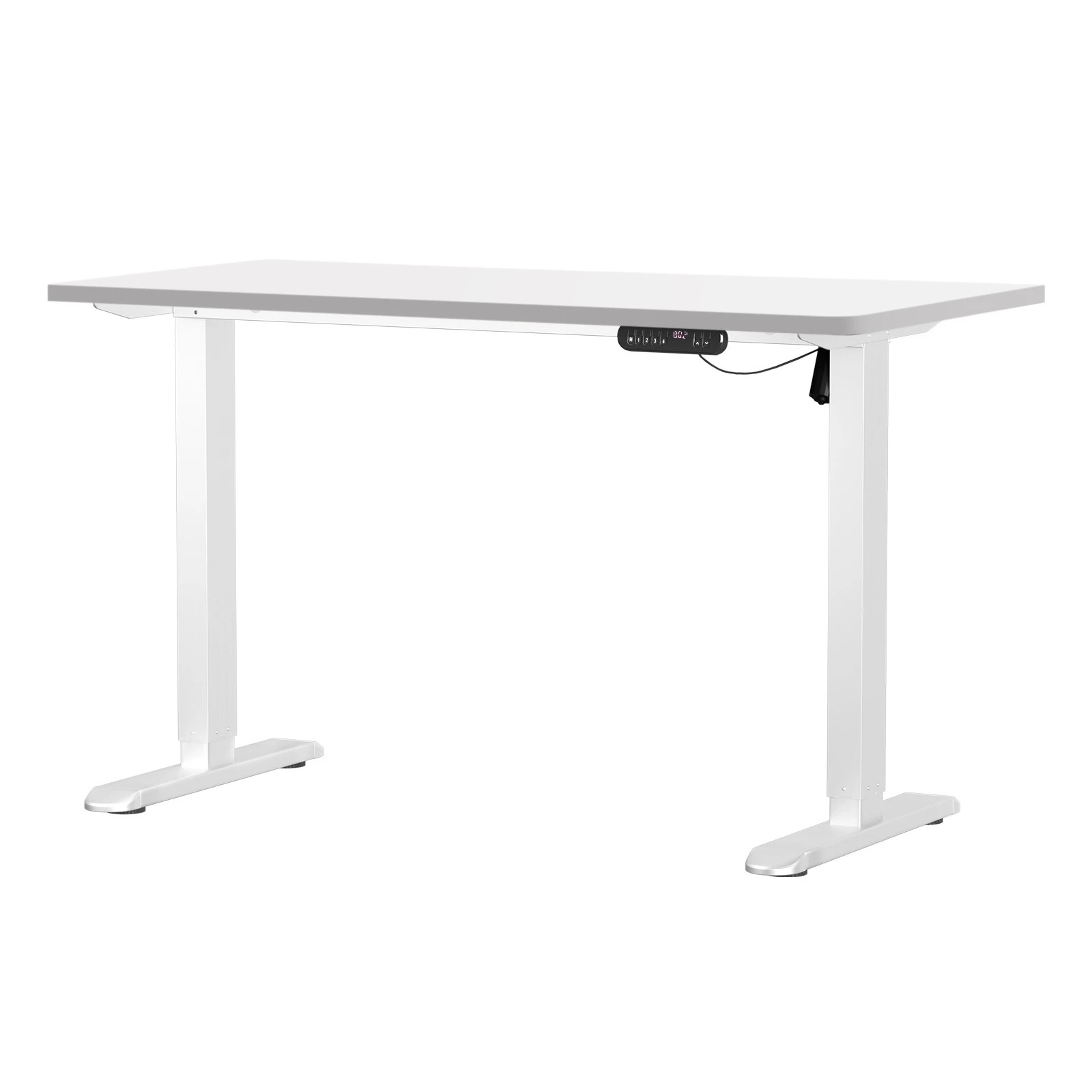 1 Oikiture 120cm Electric Standing Desk Single Motor Height Adjustable Sit Stand Table
 - White, 1 of 4