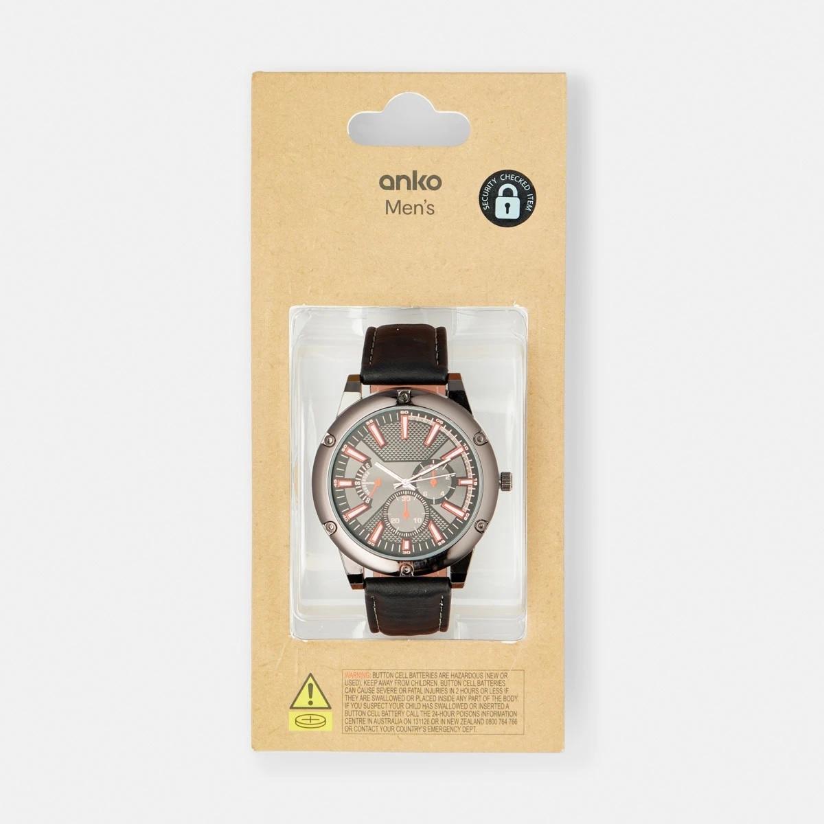 5 Chrono PU Watch - Black BLACK, 5 of 6