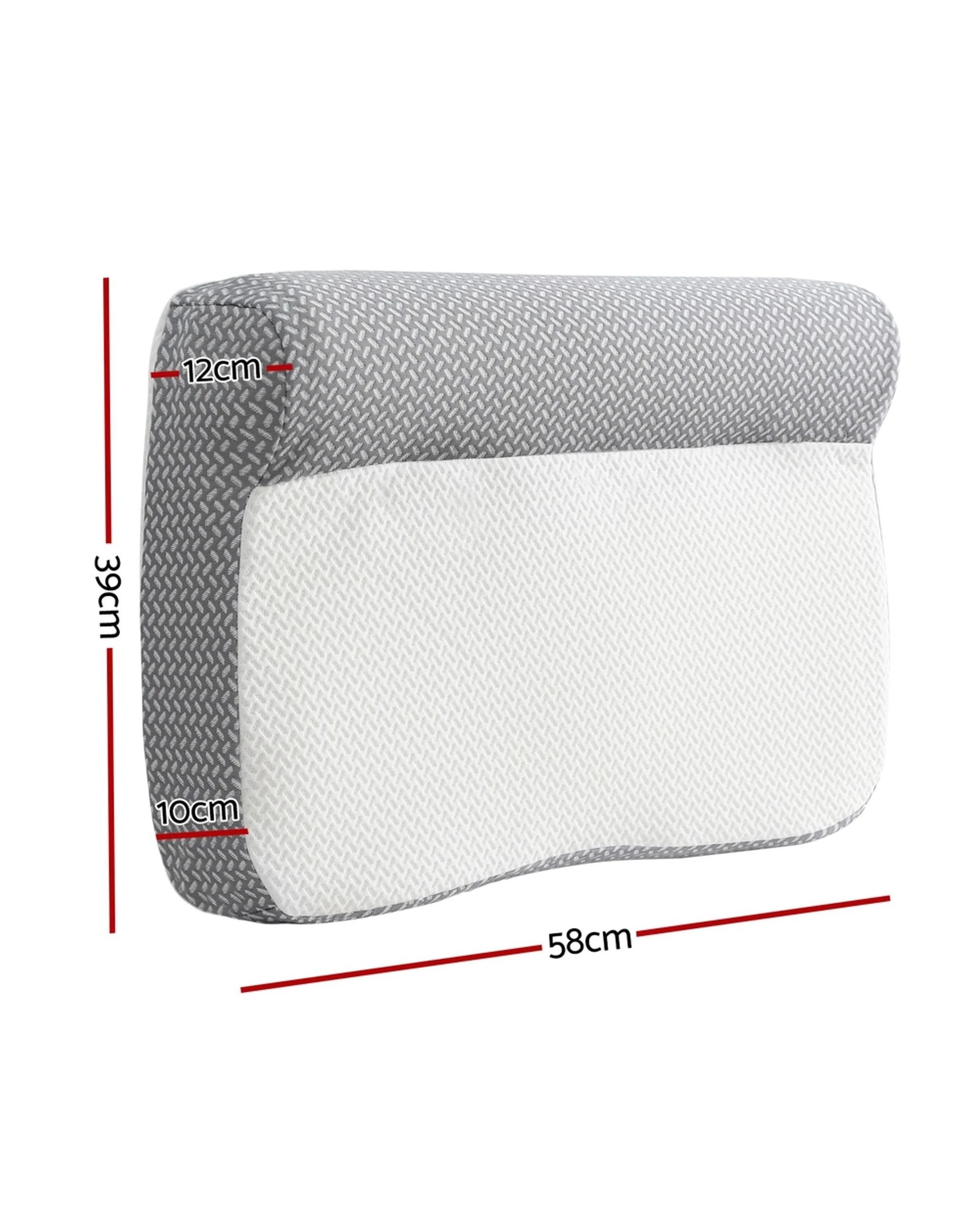 2 Giselle Bedding Contour Memory Foam Pillow Ergonomic Cervical Support Adjustable Height Removable Washable Cover - grey, 2 of 5