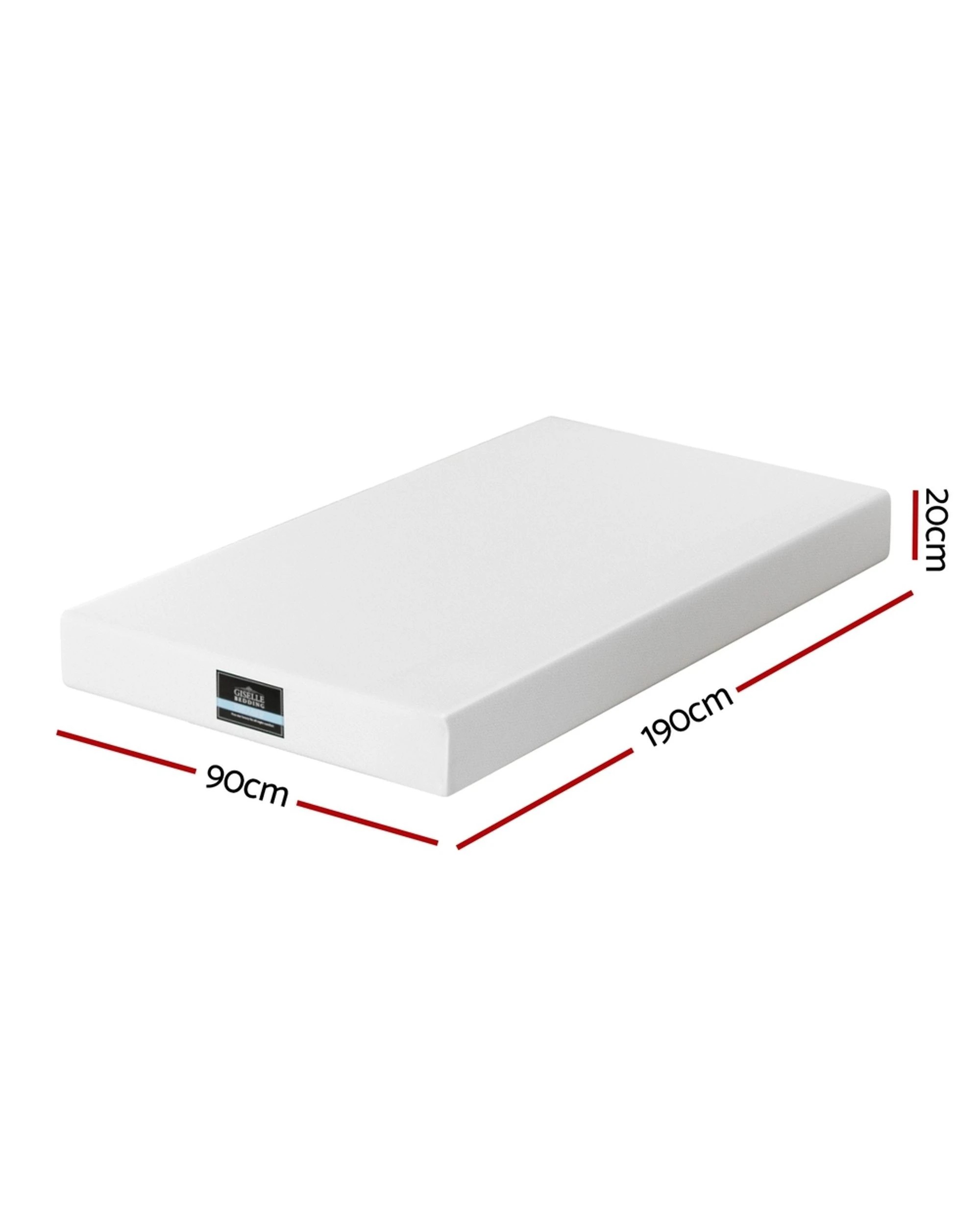 2 Giselle 20cm Memory Foam Mattress Green Tea Single - Single Bed - White, 2 of 5