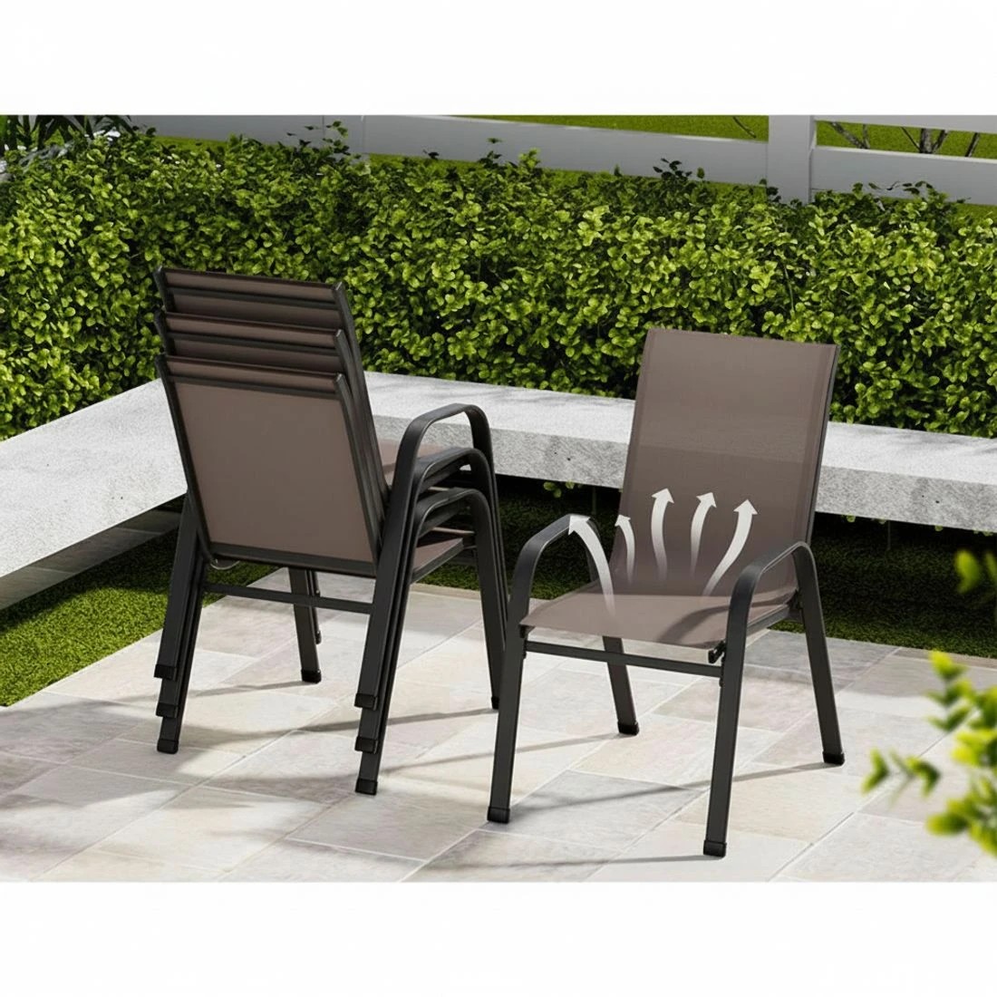 5 Gardeon 6PC Outdoor Dining Chairs Stackable Lounge Chair Patio Furniture - Brown, 5 of 6