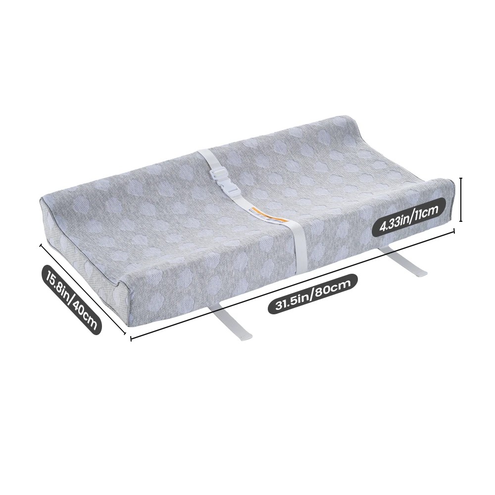 2 PlayPals Baby Changing Pad with Fixing Belt Waterproof Soft Padded - Grey, 2 of 3