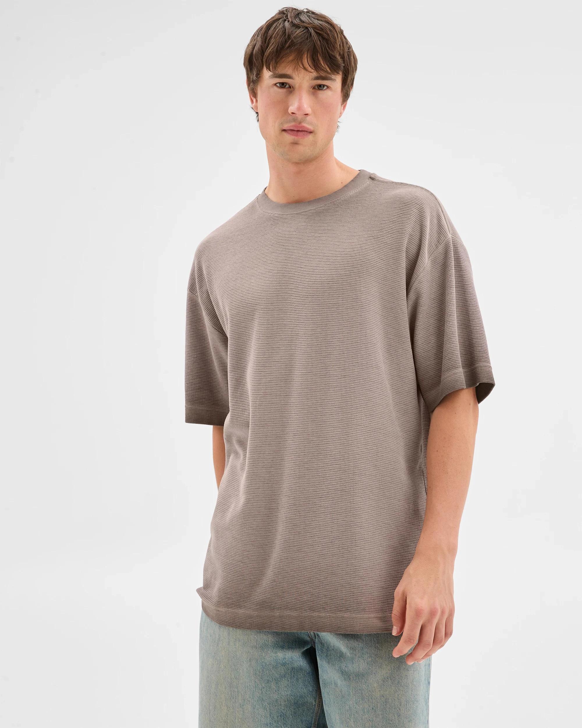 4 Commons Australian Cotton Blend Waffle T-Shirt CHOCOLATE, 4 of 7