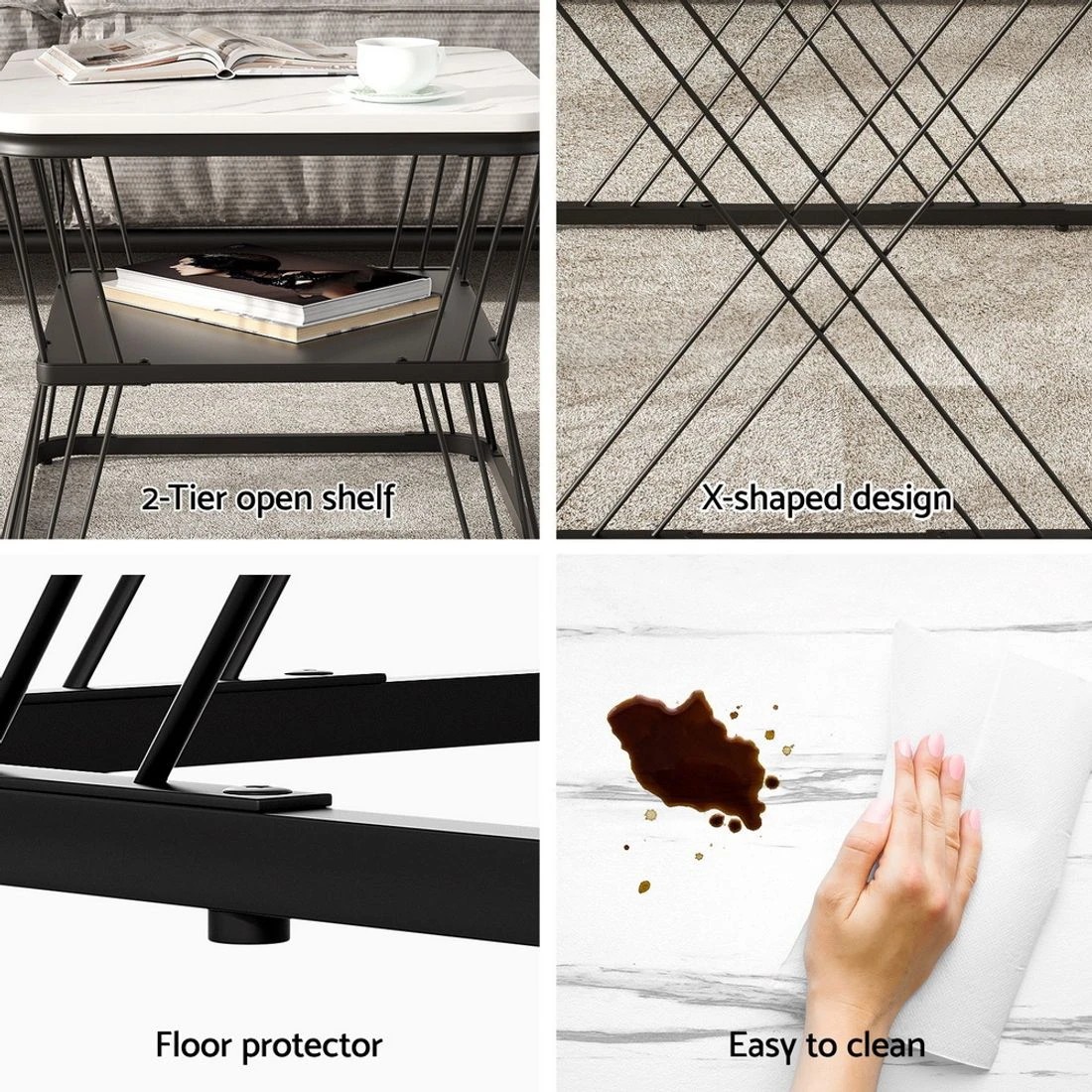 6 Artiss Nesting Coffee Table Set of 2 Marble Effect - Multi, 6 of 8