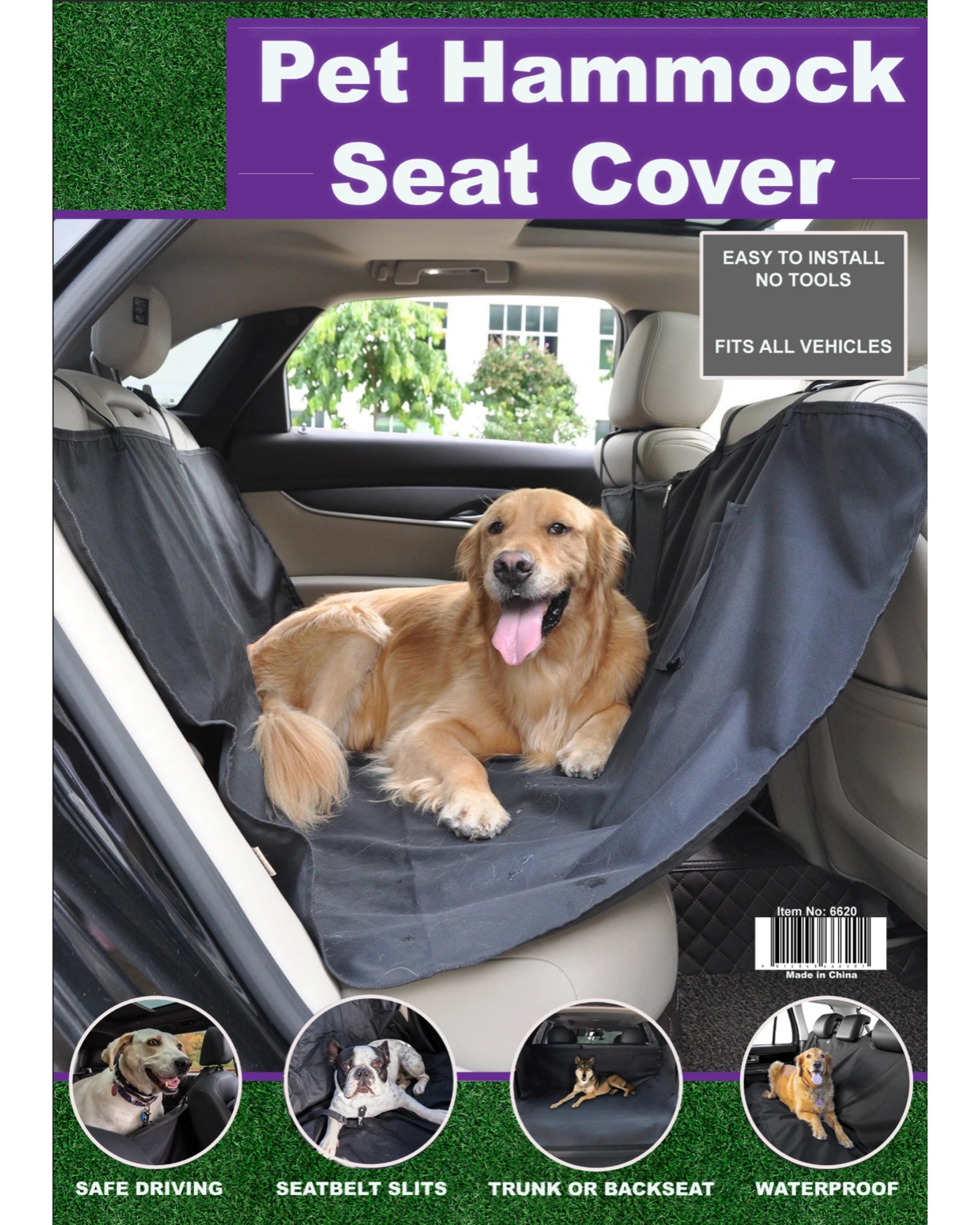 2 Br Pets Pet Car Back Seat Cover Dog Cat Waterproof Hammock Protector Mat Blanket Black, 2 of 5