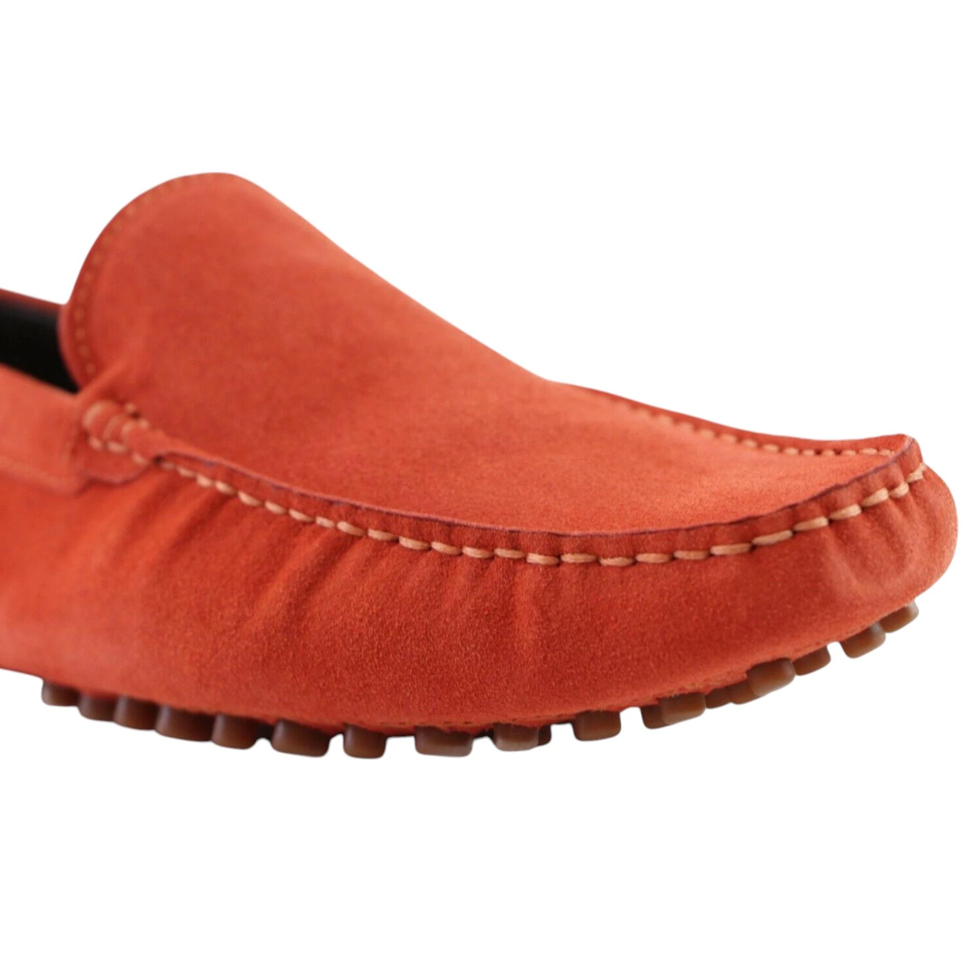 5 Zasel Mens Summer Boat Shoes Suede Casual Slip On Deck Grip Loafers ORANGE, 5 of 5