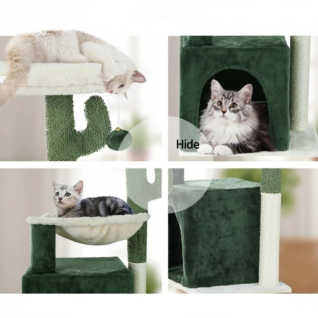 5 i.Pet Cat Tree 78cm Scratching Post Tower Scratcher Wood Condo House Bed Toys - Green, 5 of 5