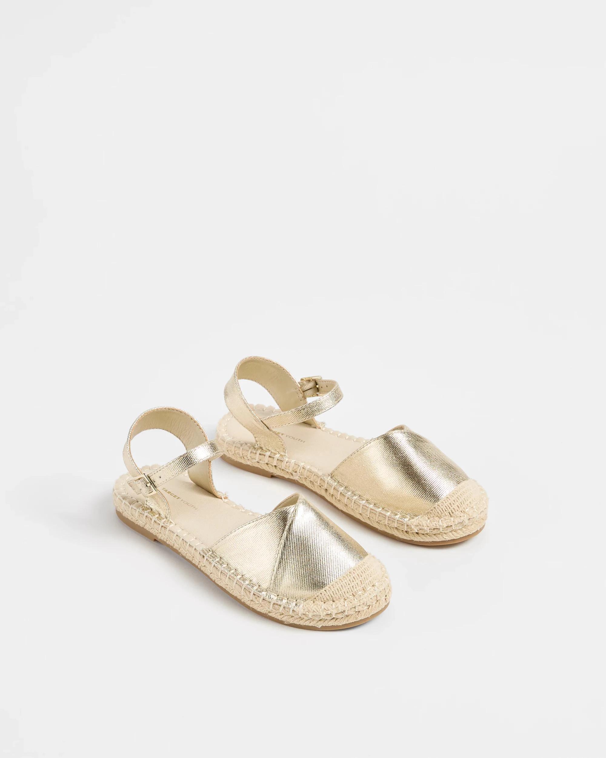 3 Target Youth Girls Senior Espadrille Canvas Sandals GOLD, 3 of 3