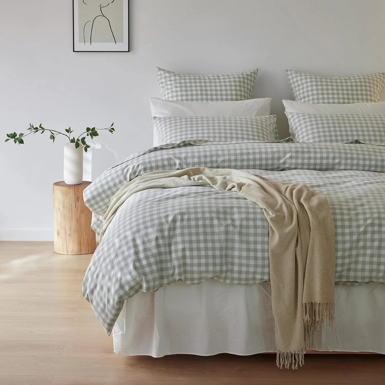 1 Gioia Casa Yarn-Dyed Vintage Washed Cotton Quilt Cover Set - Single Bed - Sage, 1 of 7