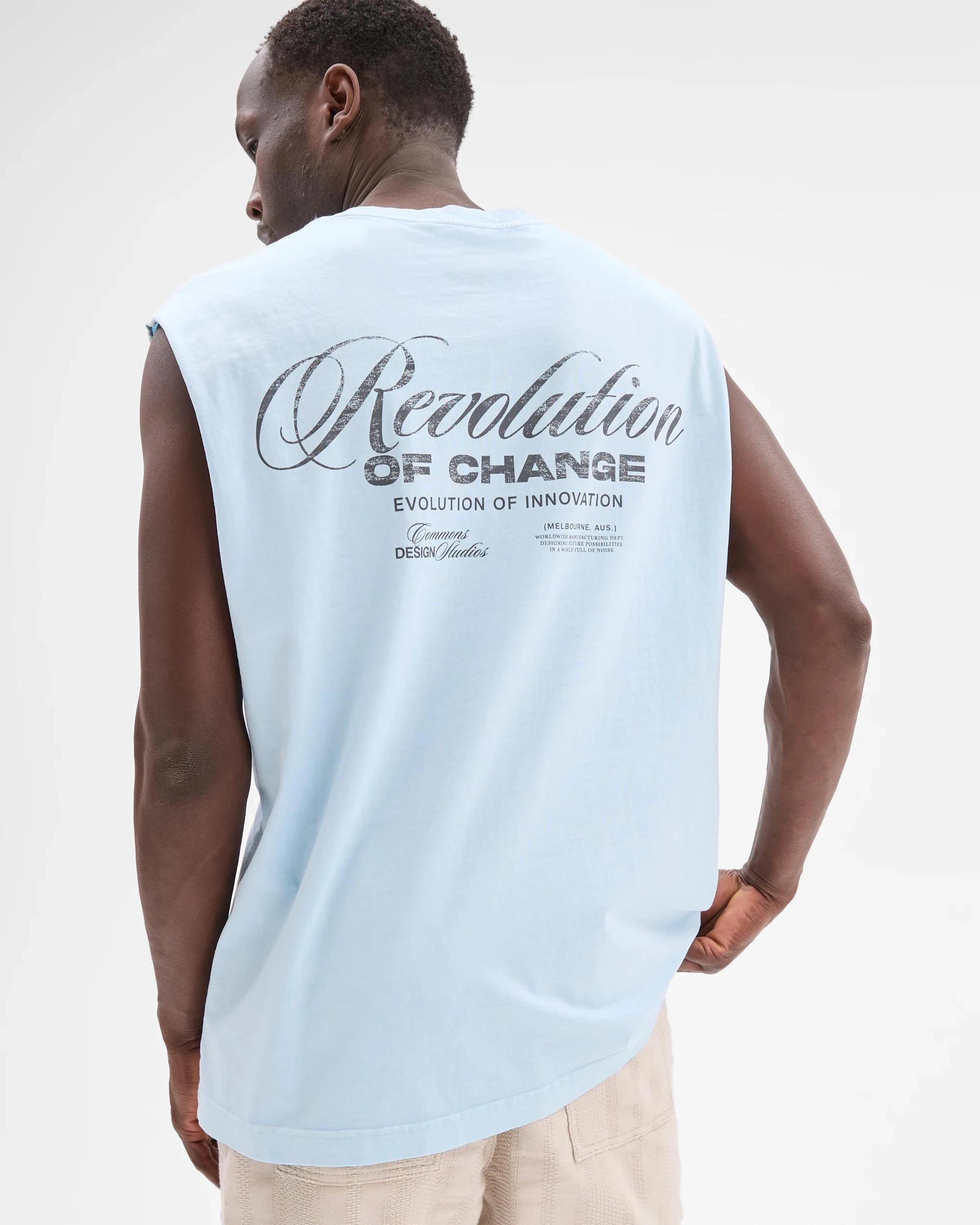 4 Commons Australian Cotton Graphic Tank Top REVOLUTION BLUE, 4 of 5