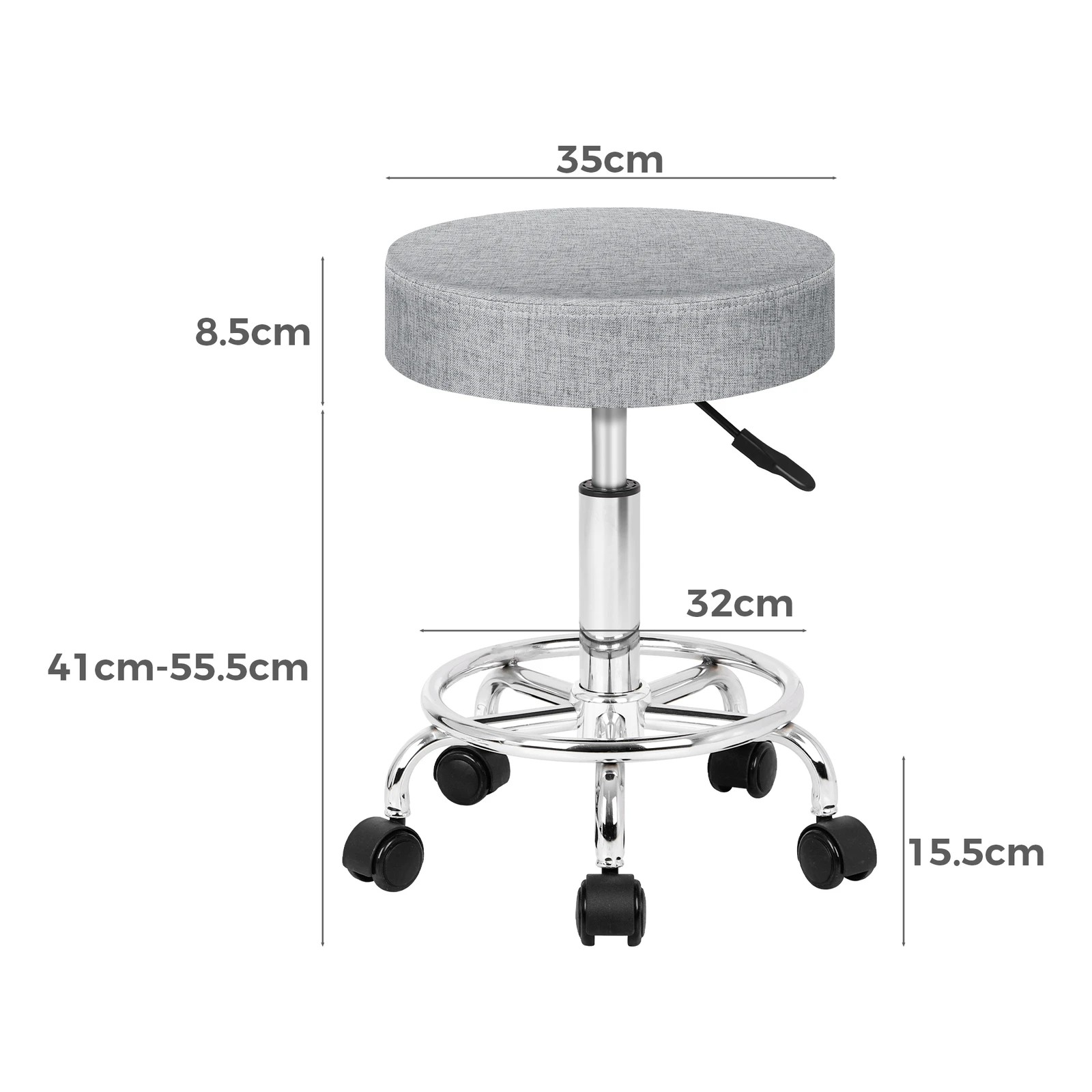 7 Alfordson Salon Stool Round Swivel Barber Hair Dress Chair - Light Grey, 7 of 7