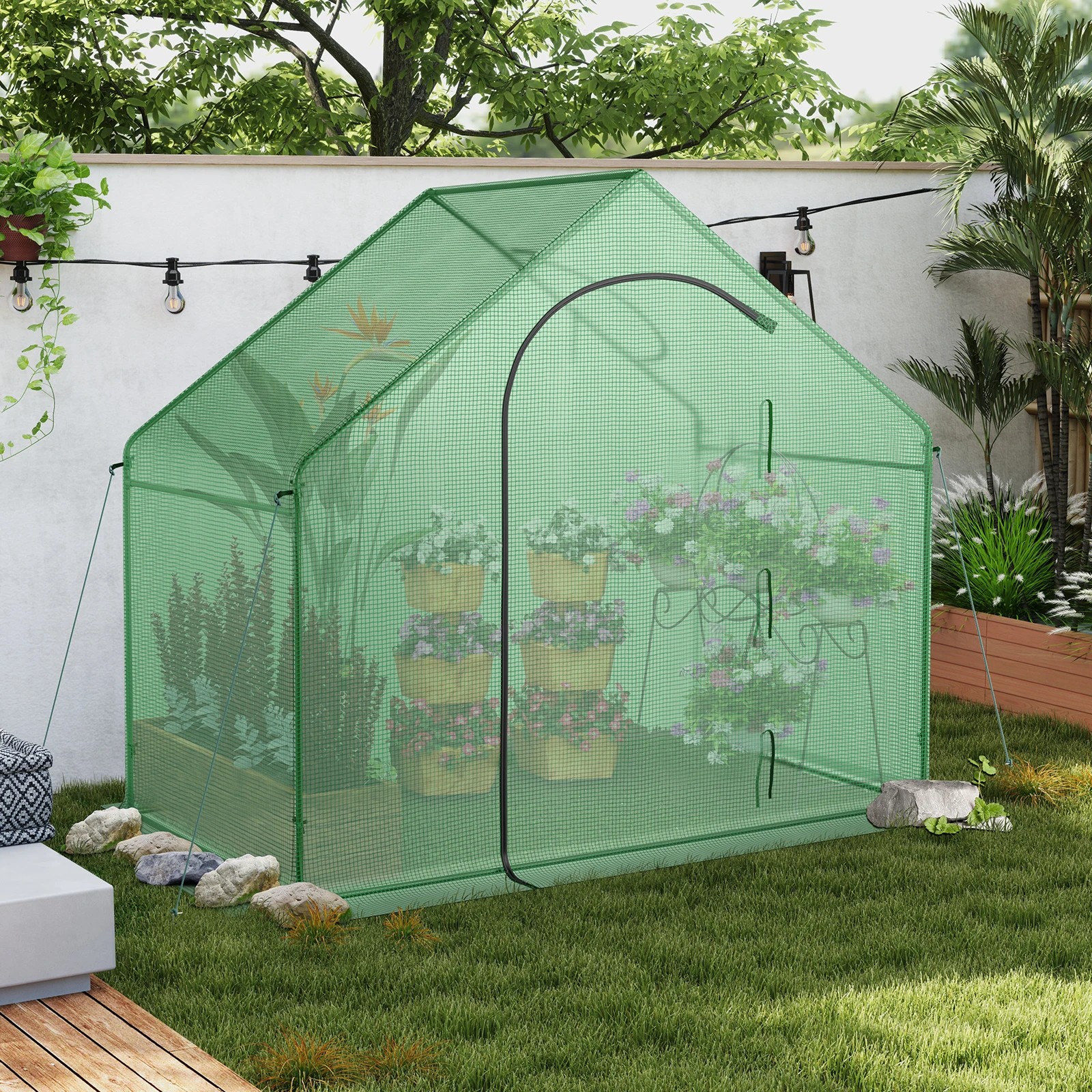 3 Costway Walk-In Greenhouse Garden Shed Green House w/Metal Frame PE Cover Plant Flower Tent, 3 of 4