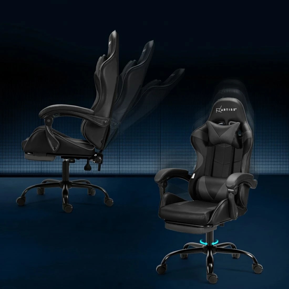 4 Artiss 2 Point Massage Gaming Office Chair Footrest - Multi, 4 of 5