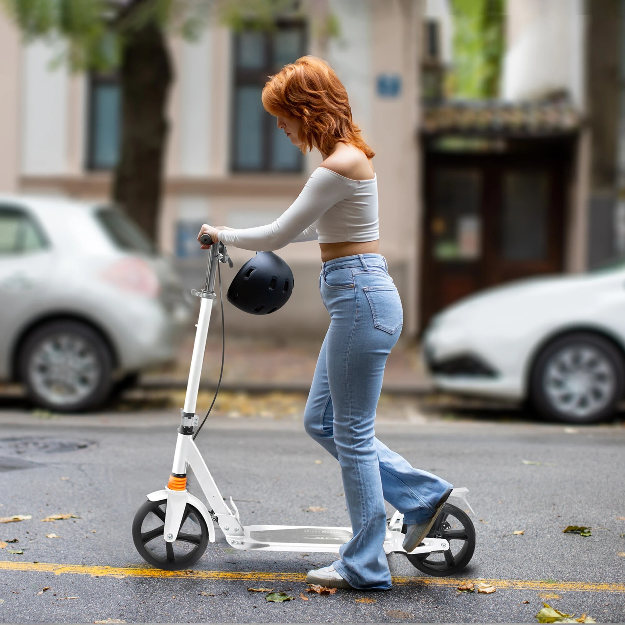 8 Monvelo Push Folding Kick Scooter Dual Big Wheels Colour - White, 8 of 8